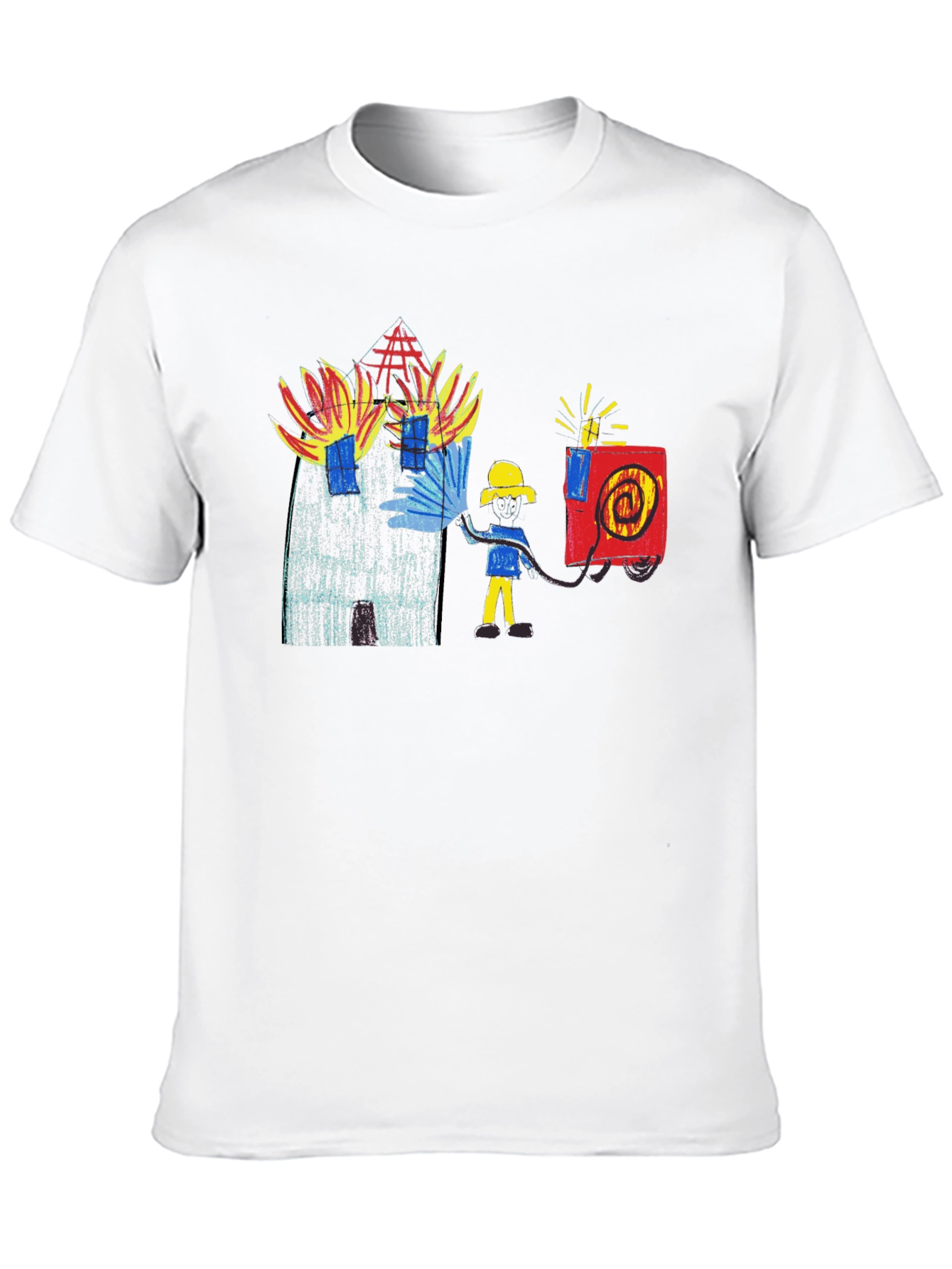 Black Fireman Drawing Graphic Black T-Shirt view 10