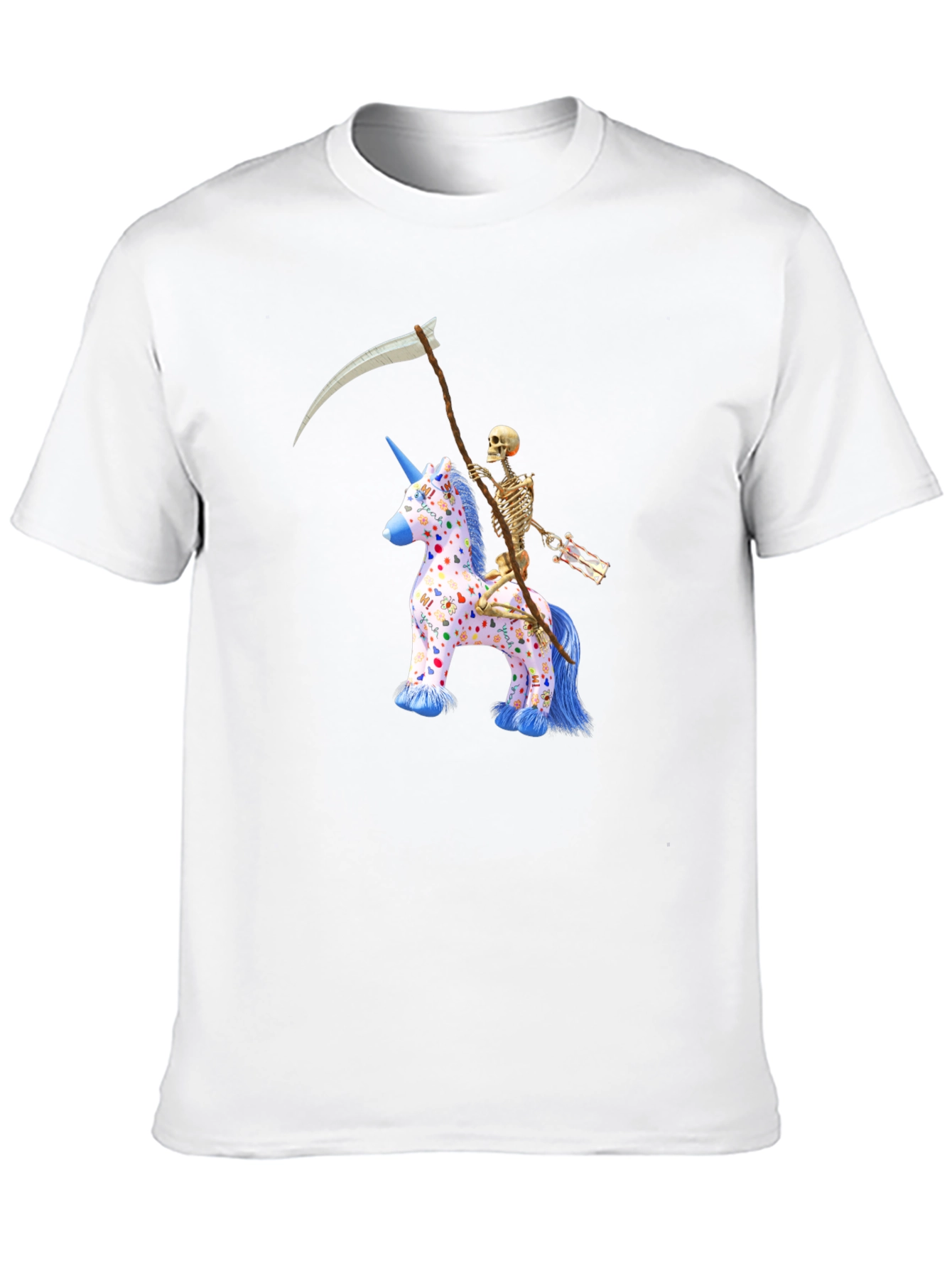 Black Skeleton Riding Unicorn T-Shirt view 10