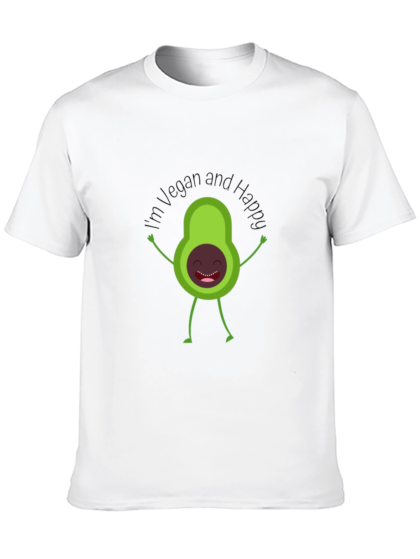 Black Vegan Avocado T-Shirt - "I'm Vegan and Happy" view 10