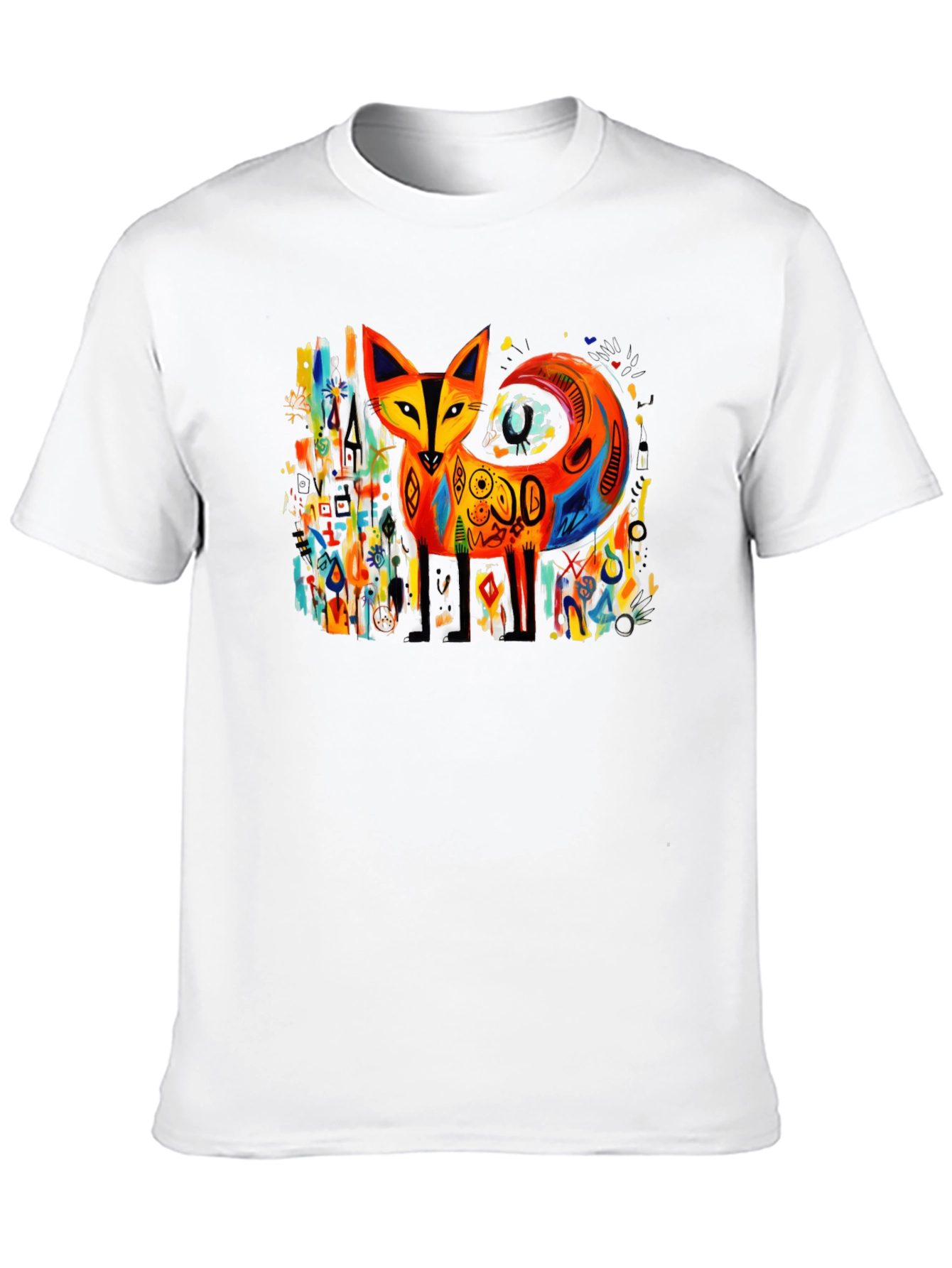 Black Abstract Fox Graphic Tee - Bold Artistic Design view 10