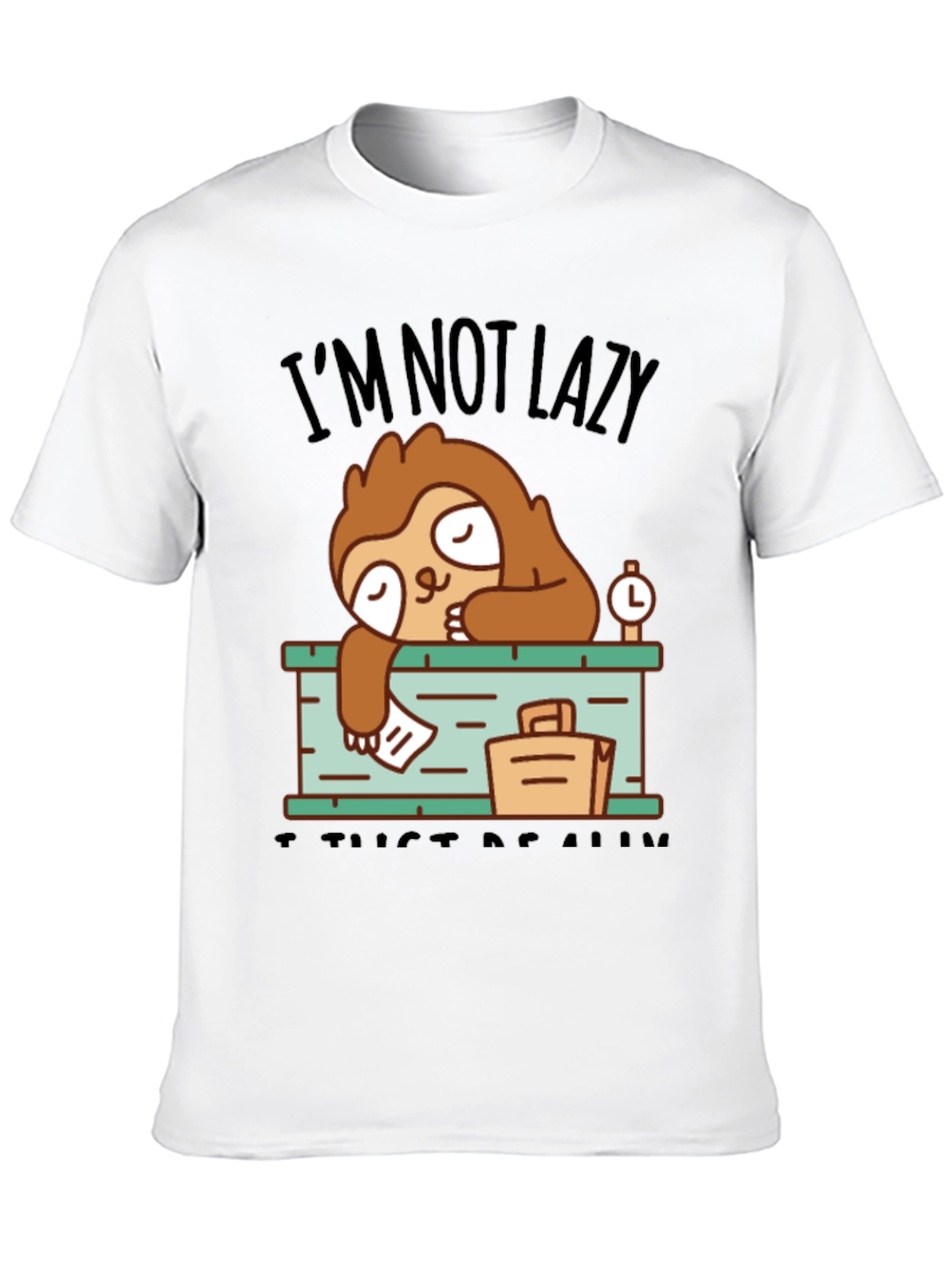 Black I'm Not Lazy Sloth T-Shirt view 10