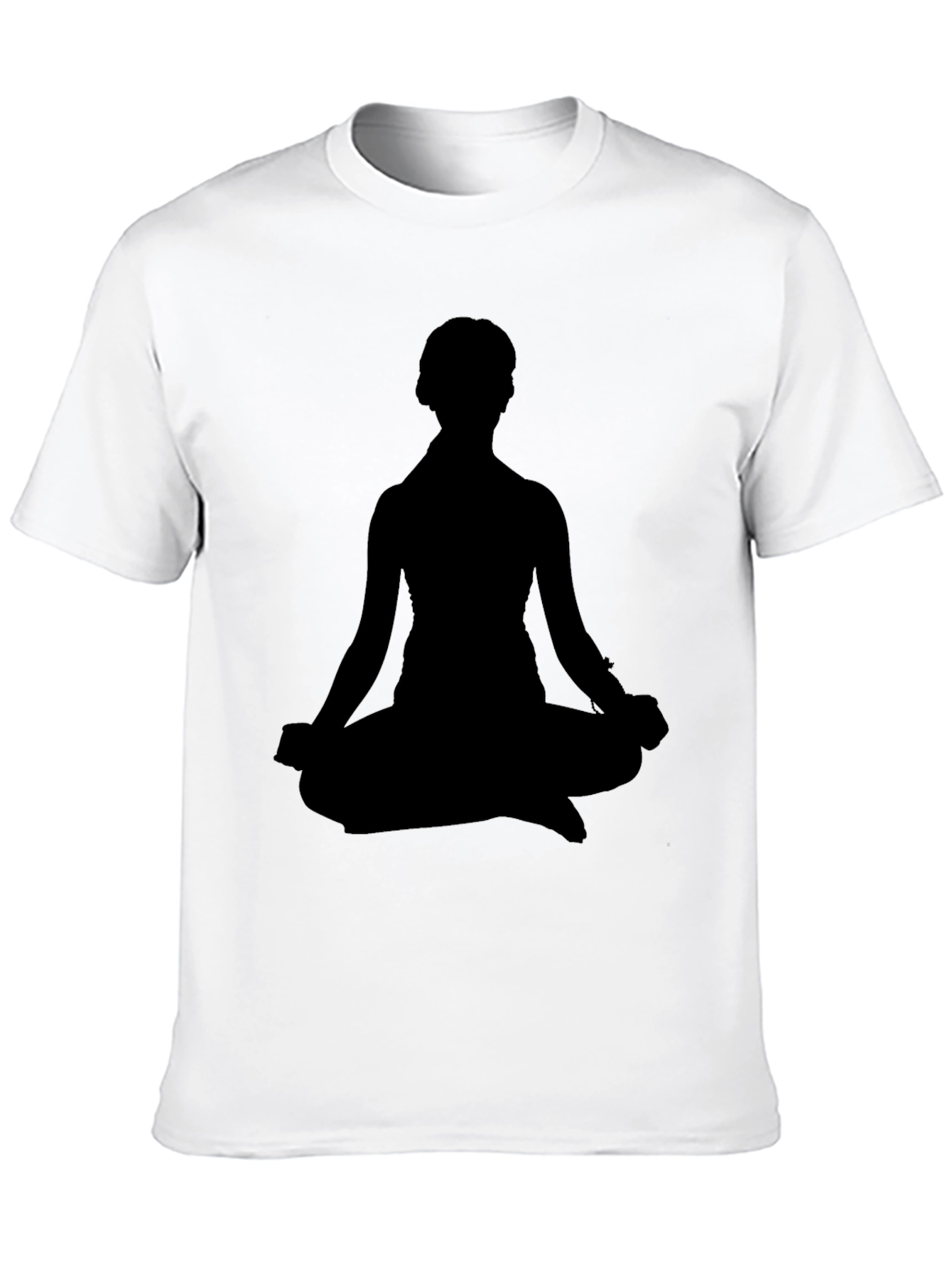 Black Men's Black T-Shirt - Meditating Silhouette Design view 10