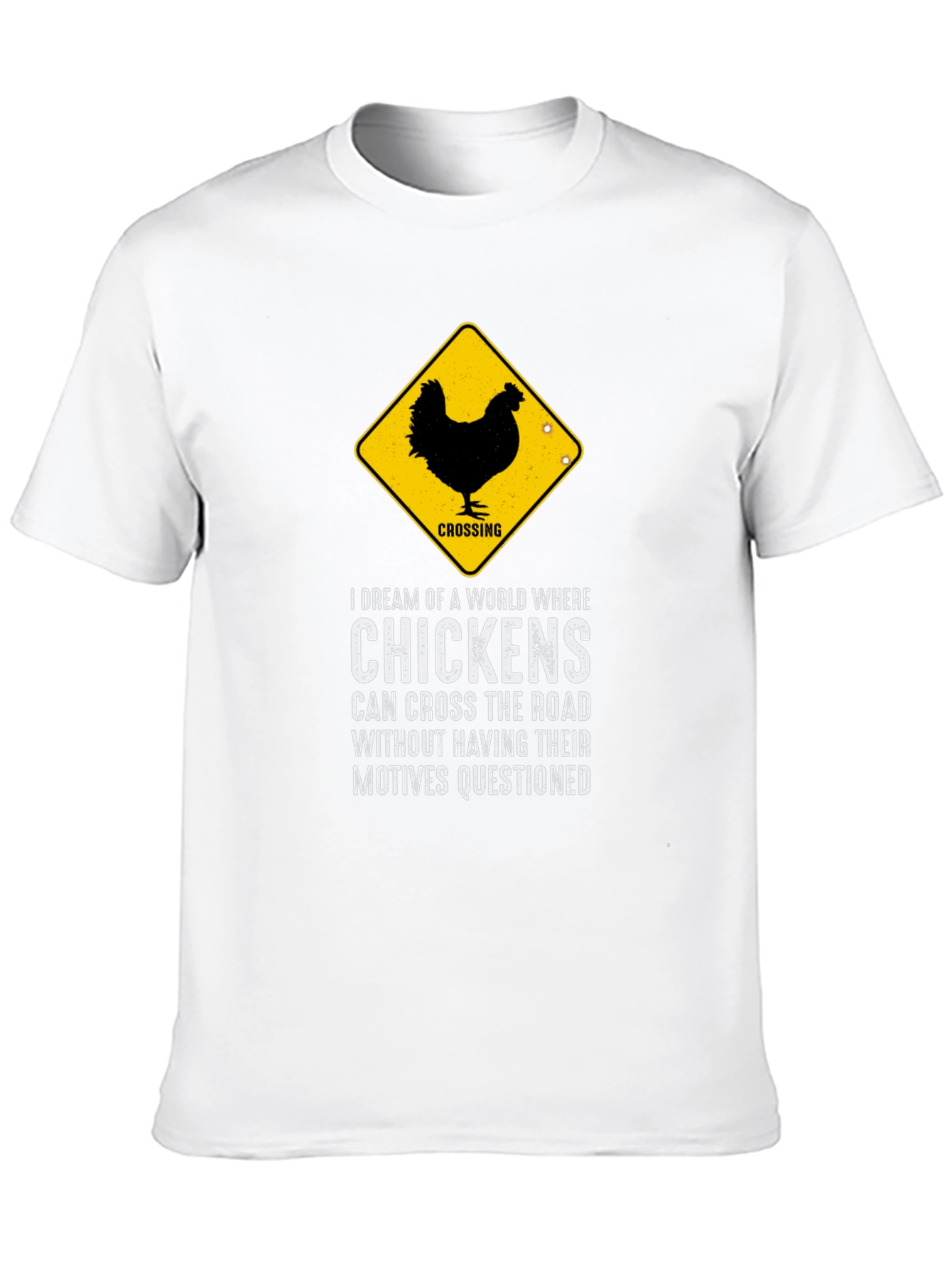 Black Chicken Crossing Graphic Tee - Funny Novelty T-Shirt view 10