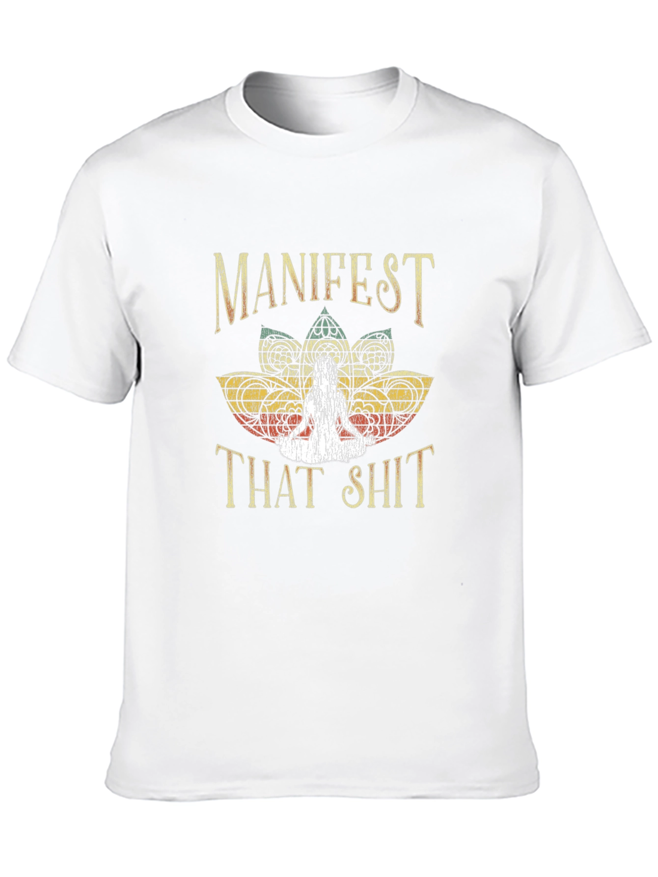 Black Manifest That Shit Graphic Tee - Meditation Design T-Shirt view 10