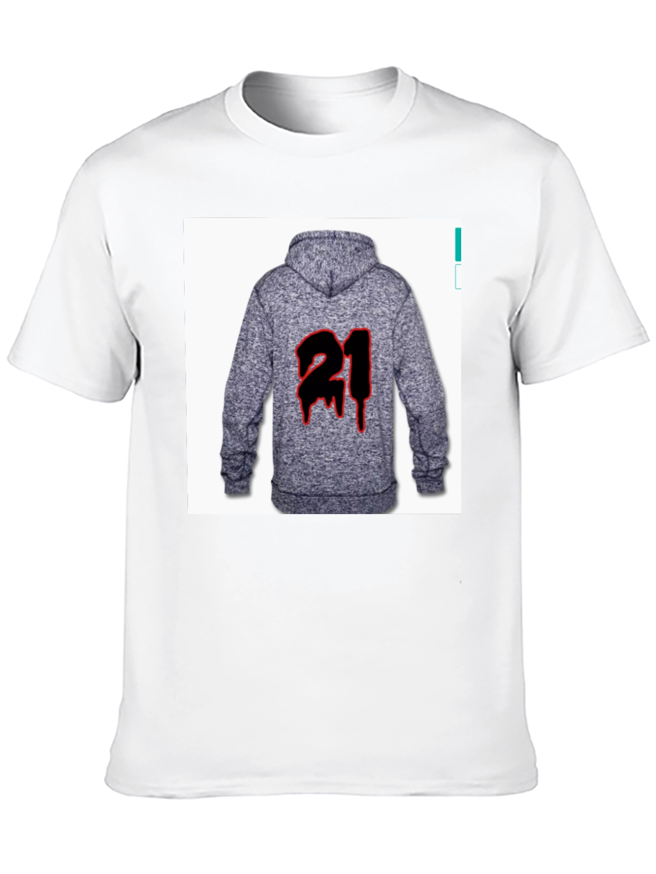 Black T-Shirt with '21' Hoodie Graphic - 10