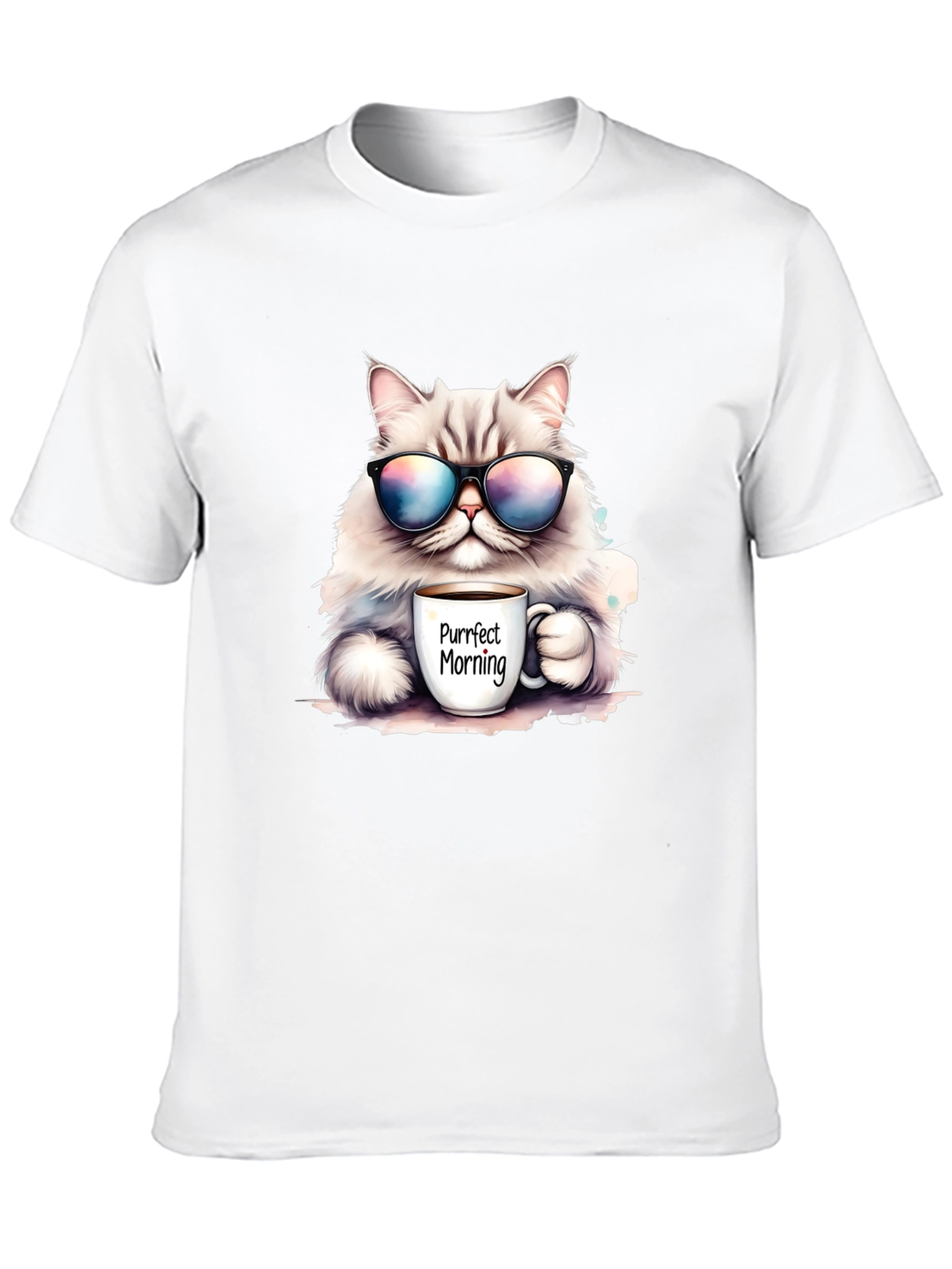 Black Purrfect Morning Cat T-Shirt view 10