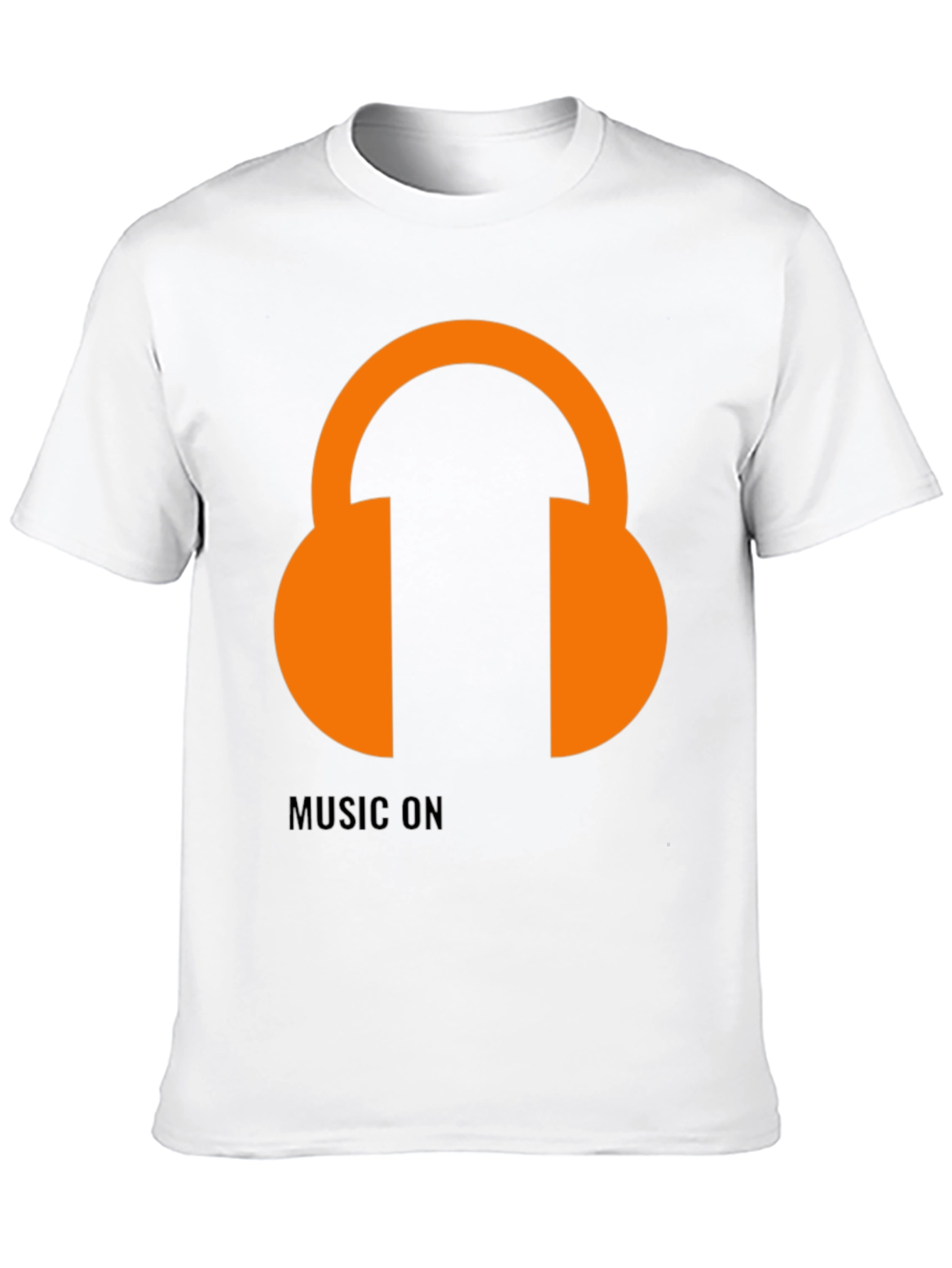 Black Music On T-Shirt: Orange Headphones Graphic Tee view 10