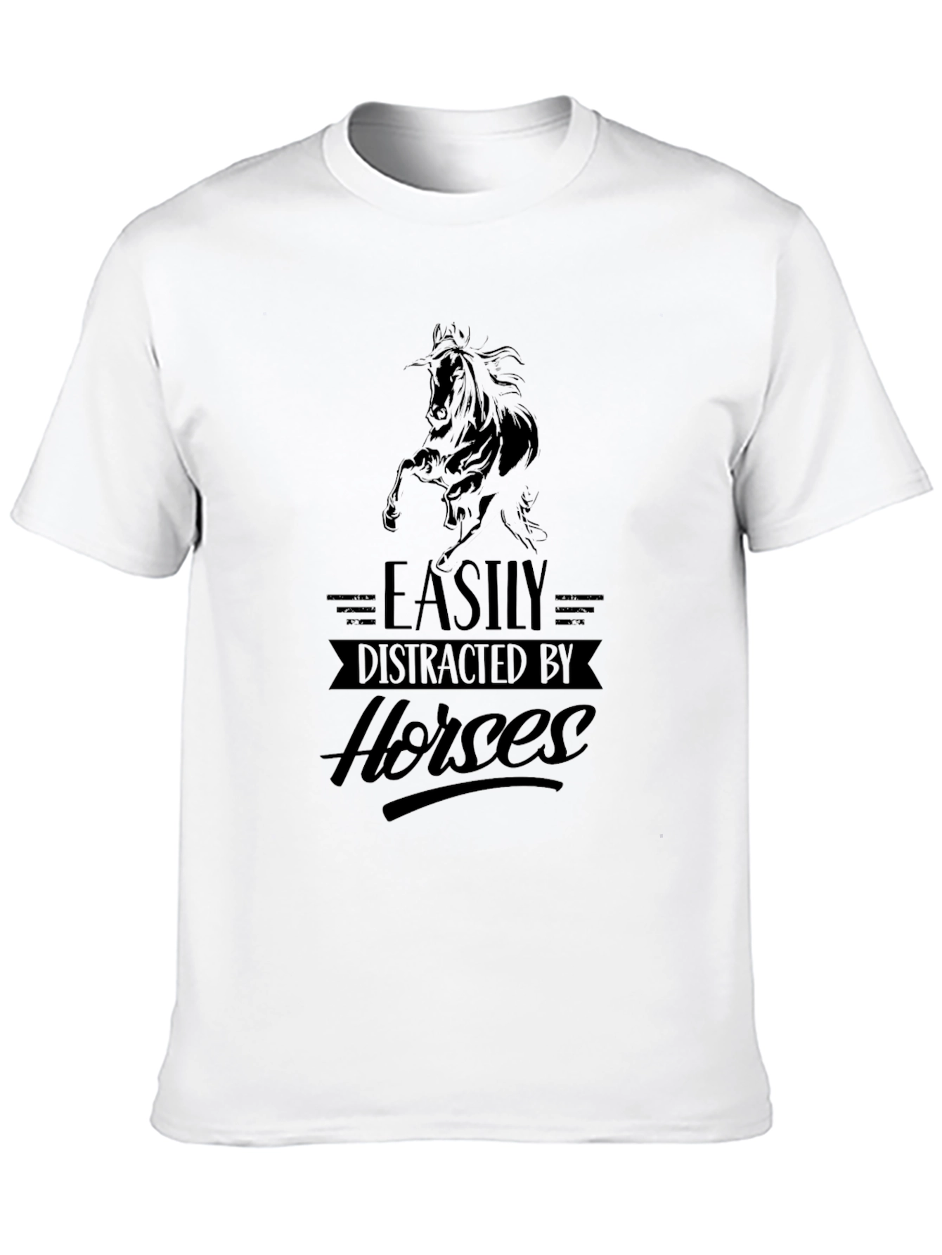 Black Easily Distracted By Horses T-Shirt view 10