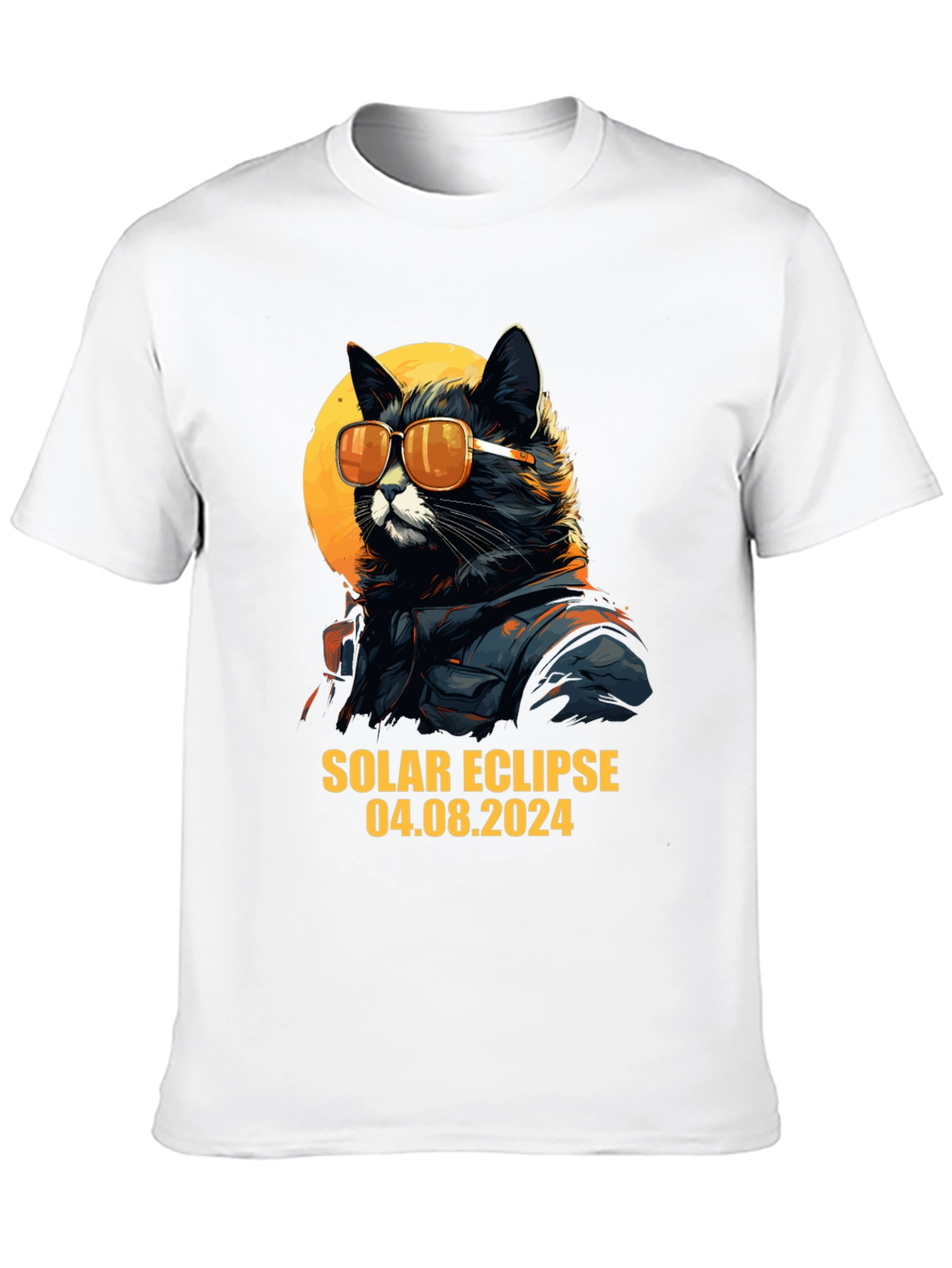 Black Solar Eclipse 2024 Cat T-Shirt view 10
