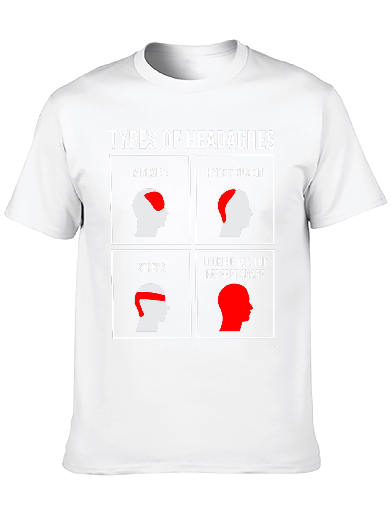 Black Types of Headaches Funny T-Shirt view 10