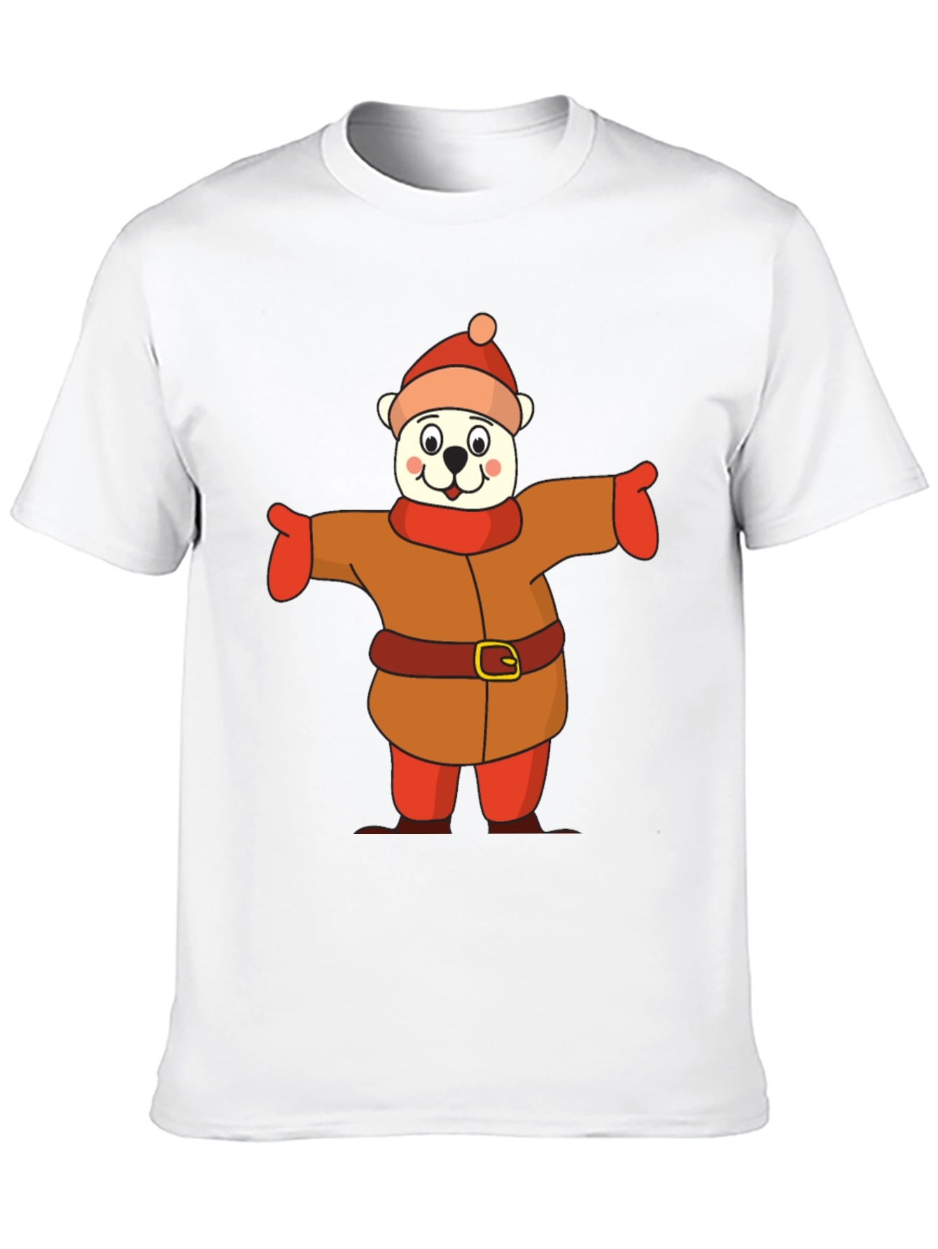 Black Cartoon Bear in Winter Outfit T-Shirt view 10