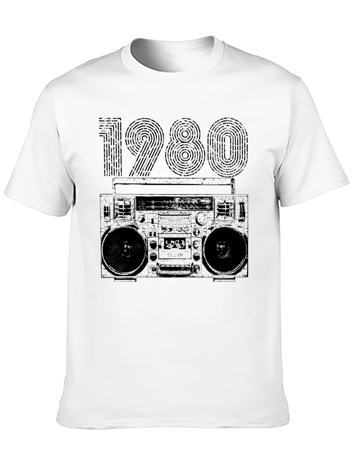 Black Vintage 1980s Boombox Graphic T-Shirt view 10