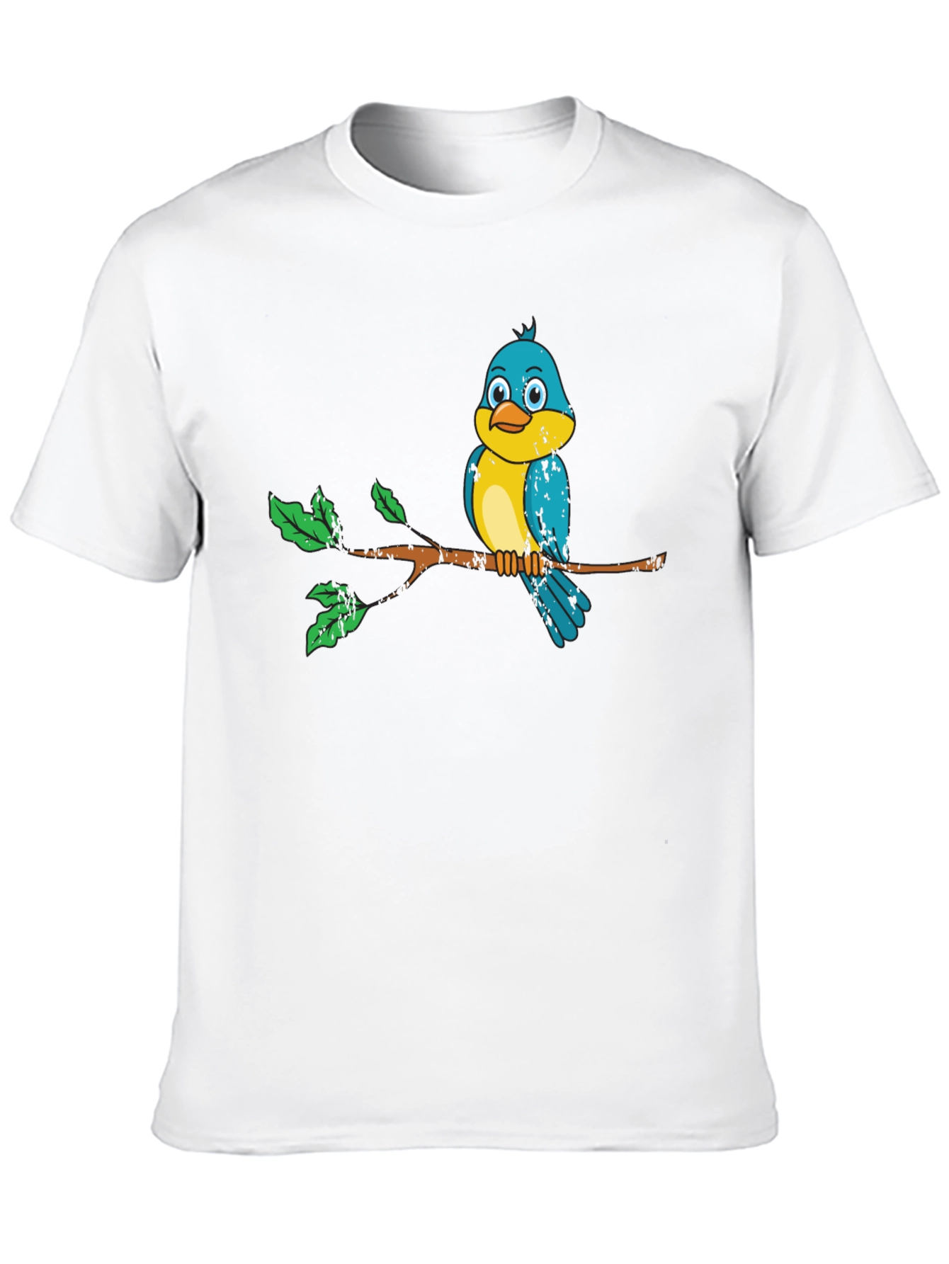 Black Cute Bird on Branch Graphic Tee - Unisex Black T-Shirt view 10