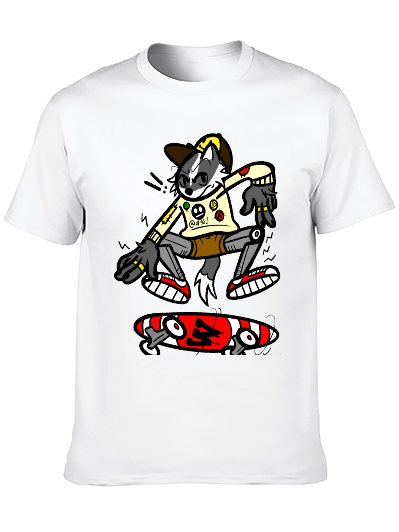 Black Cool Cartoon Skater Graphic Tee - Black Cotton T-Shirt view 10