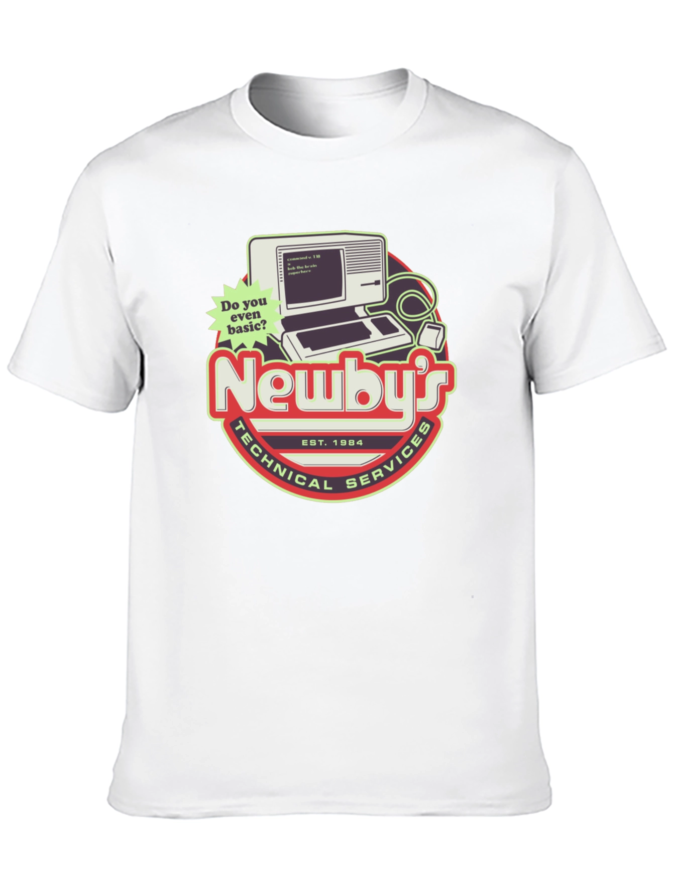 Black Newby's Technical Services Retro Computer Graphic T-Shirt view 10