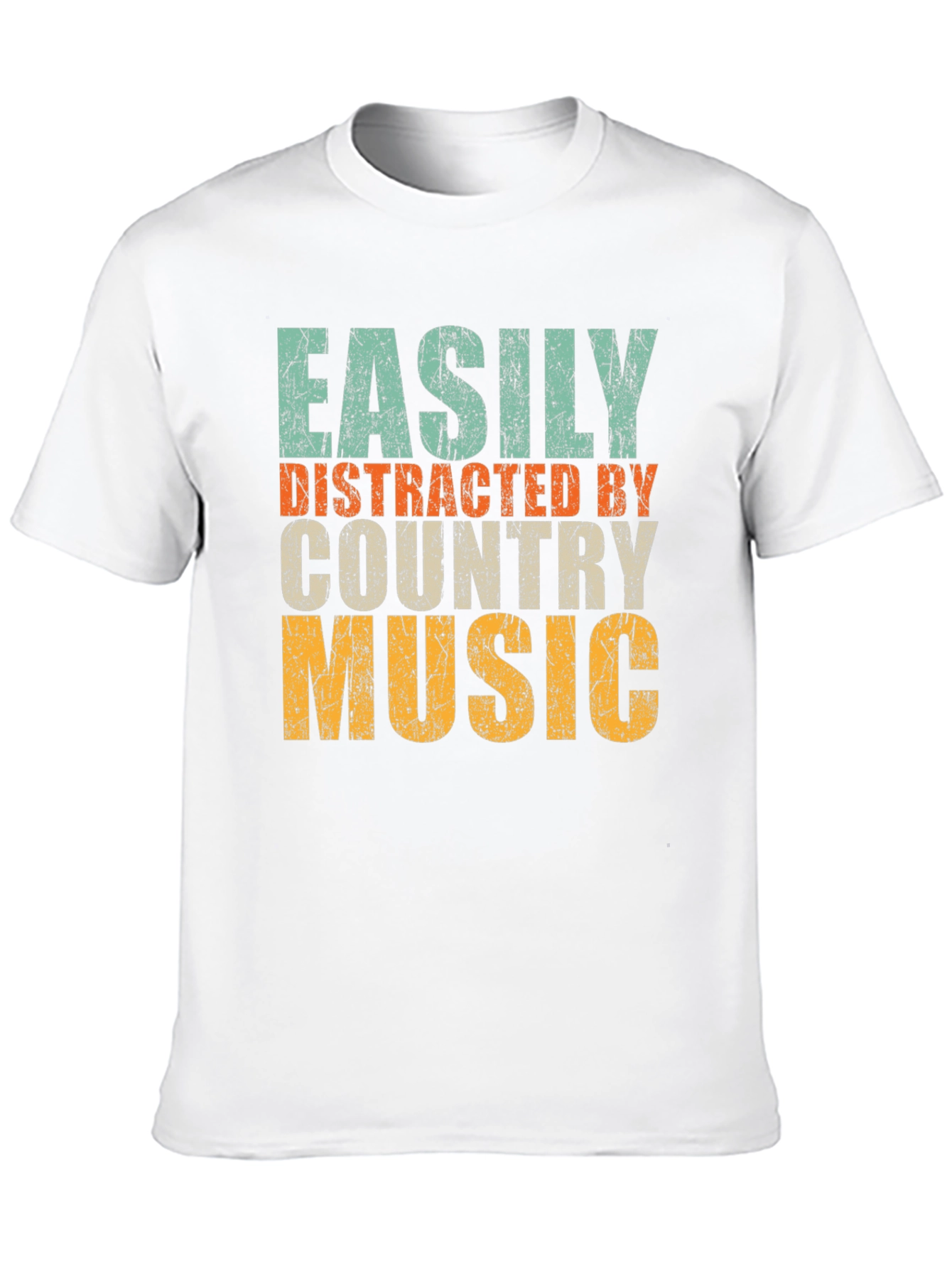 Black Easily Distracted By Country Music T-Shirt view 10