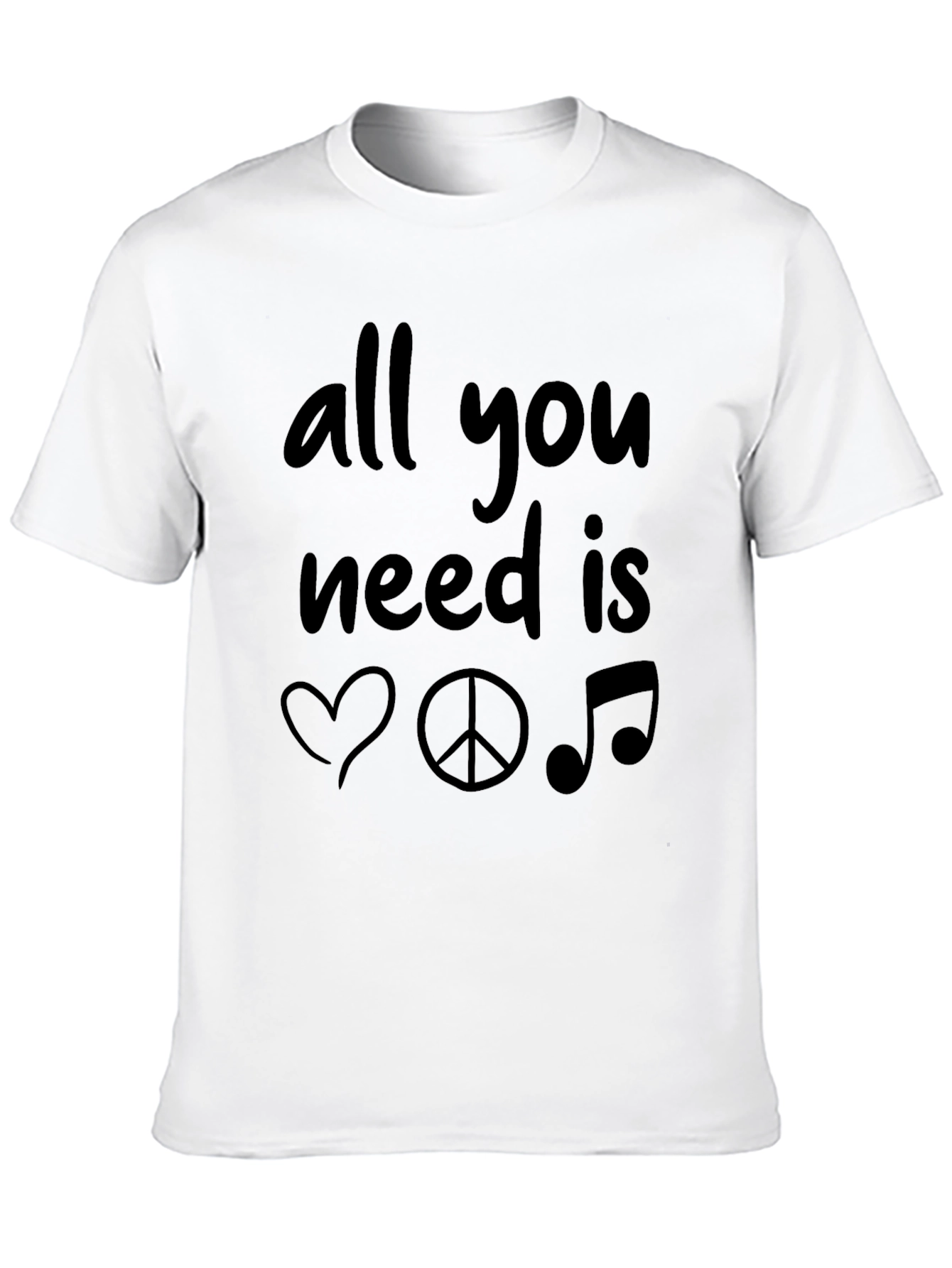 Black All You Need Is Love Peace Music Black T-Shirt view 10