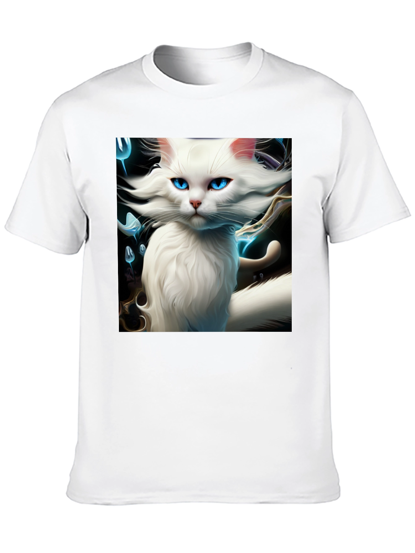 Black Cat Art Graphic Tee - Black Cotton Blend view 10