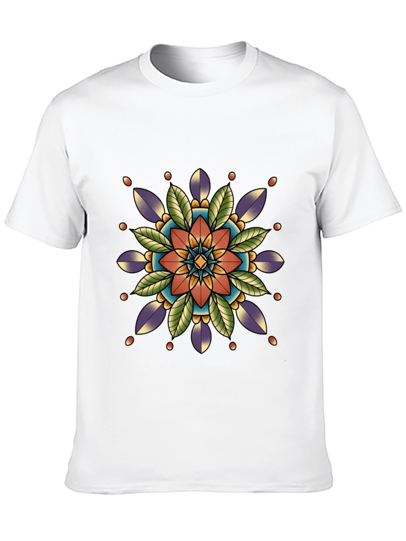 Black Geometric Mandala Print Black T-Shirt view 10