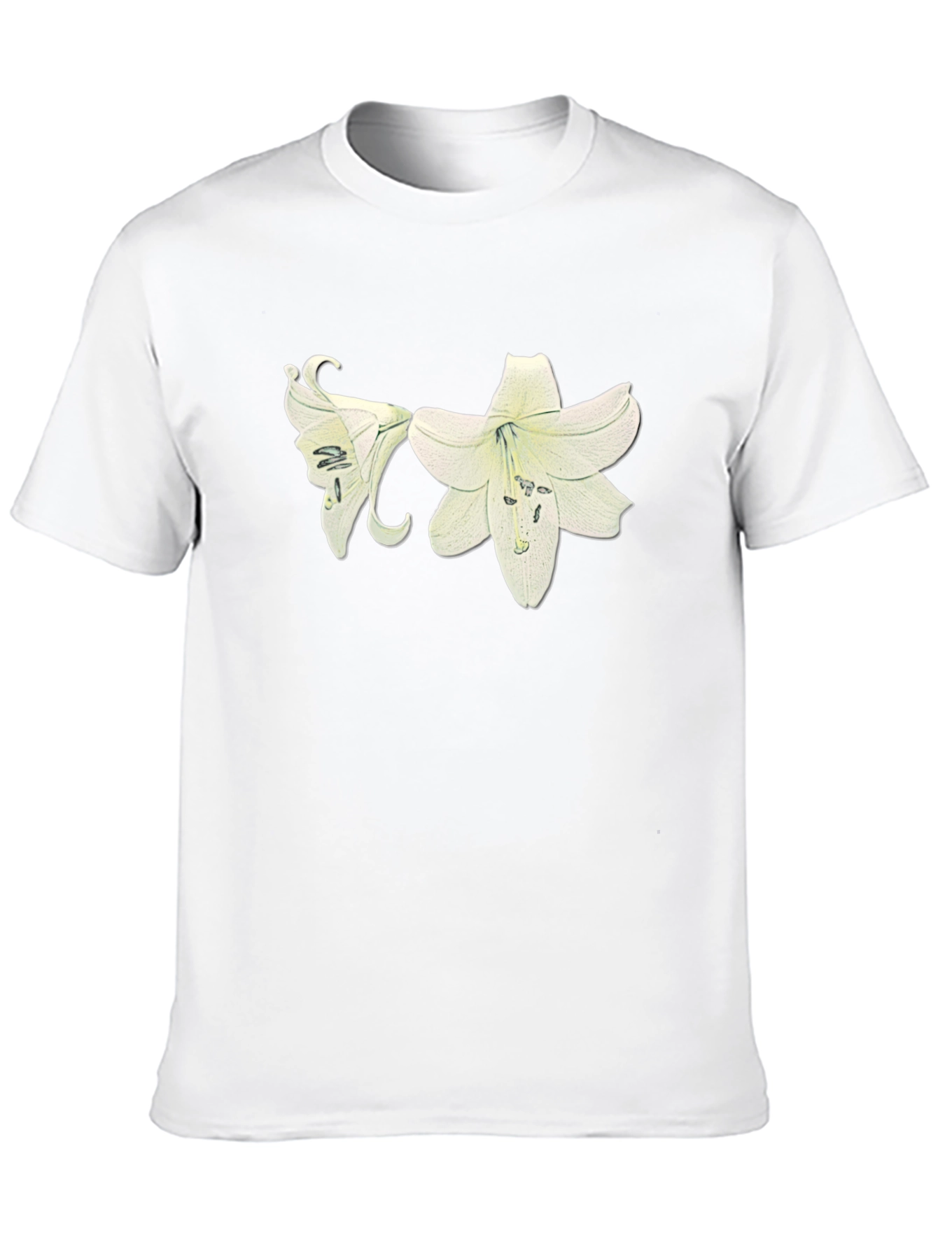 Black Lily Flower Graphic Black T-Shirt view 10