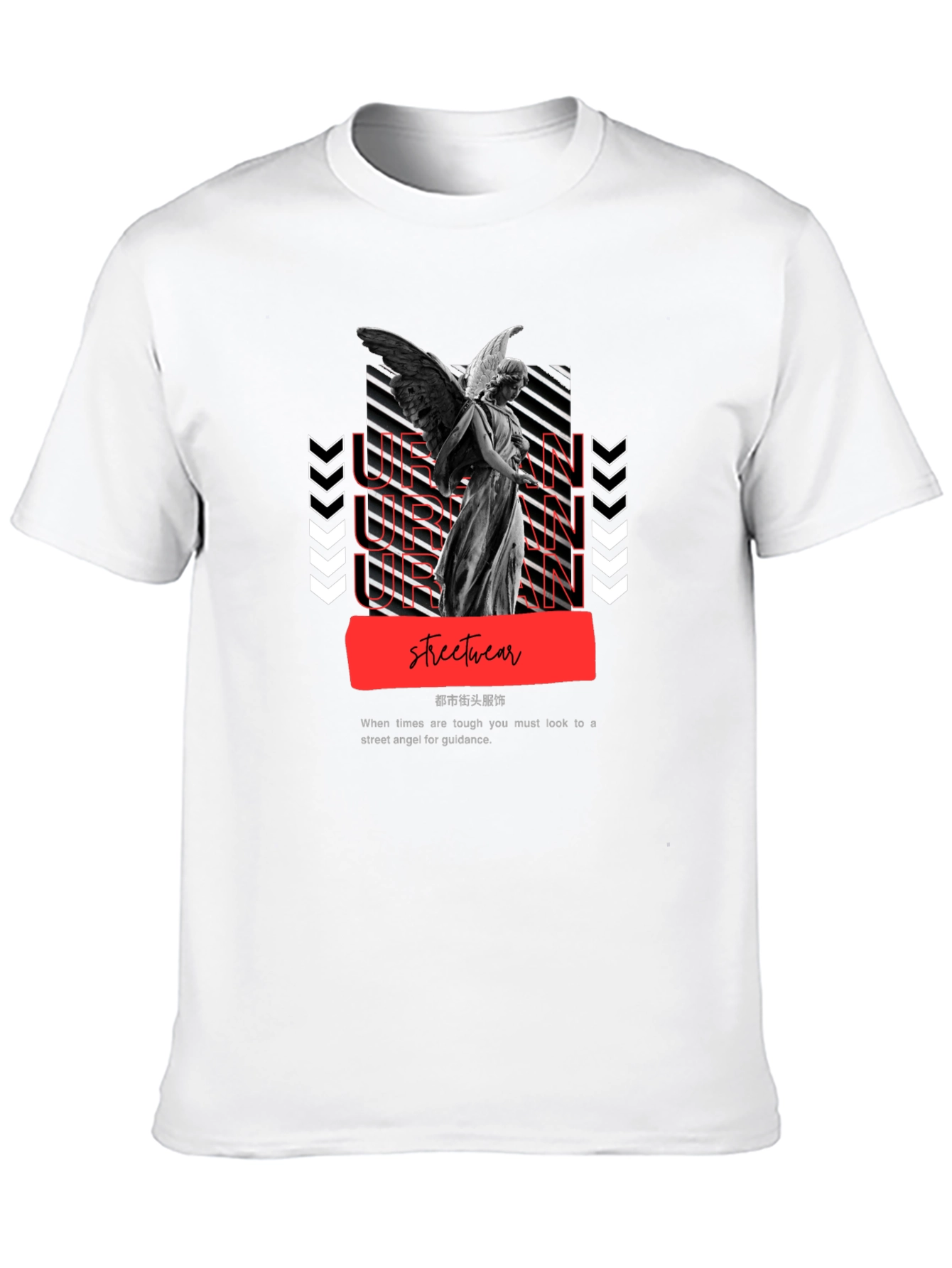 Black Urban Angel Graphic Tee - Streetwear Fashion view 10