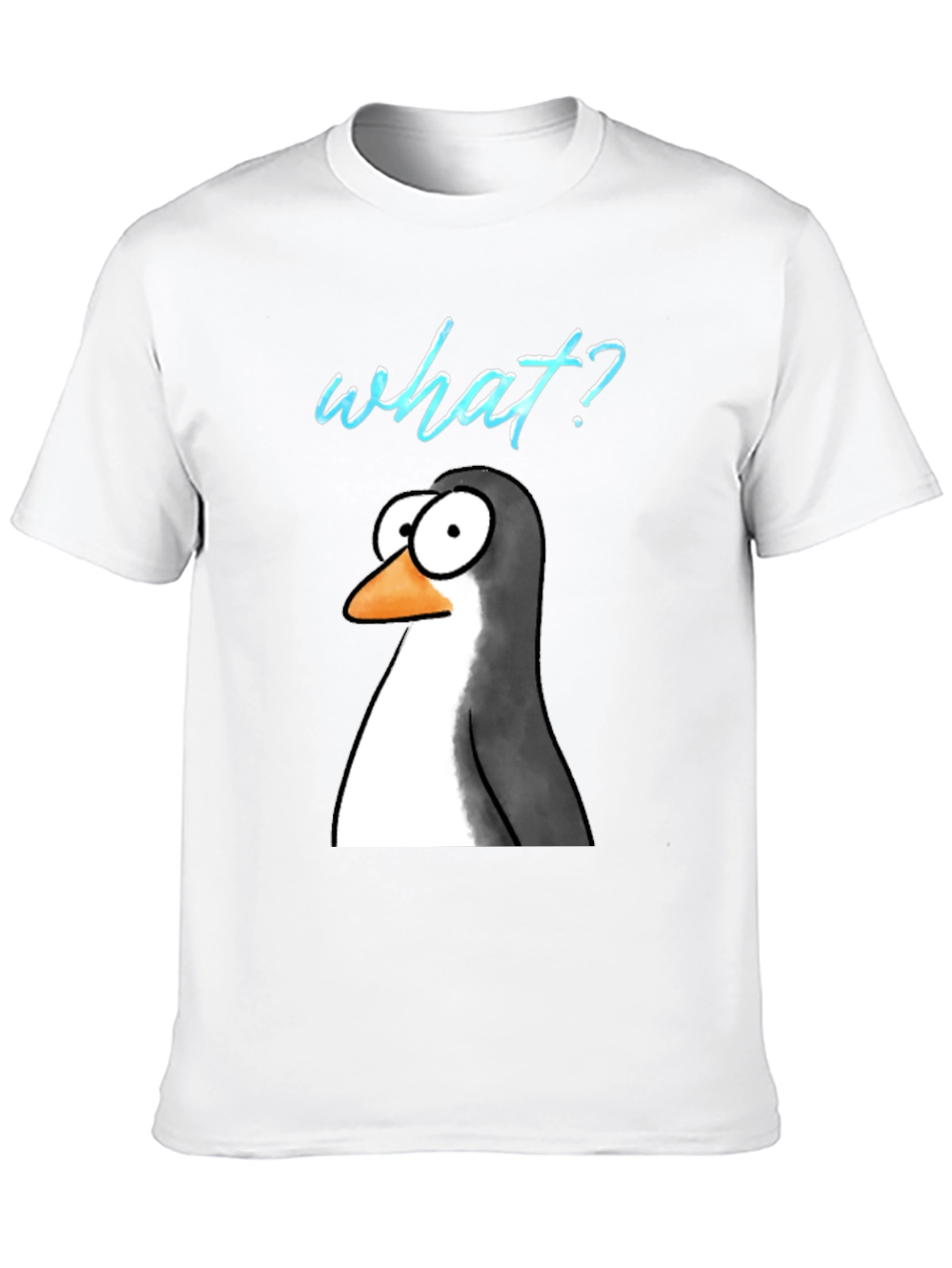 Black Funny Penguin What? Graphic T-Shirt view 10