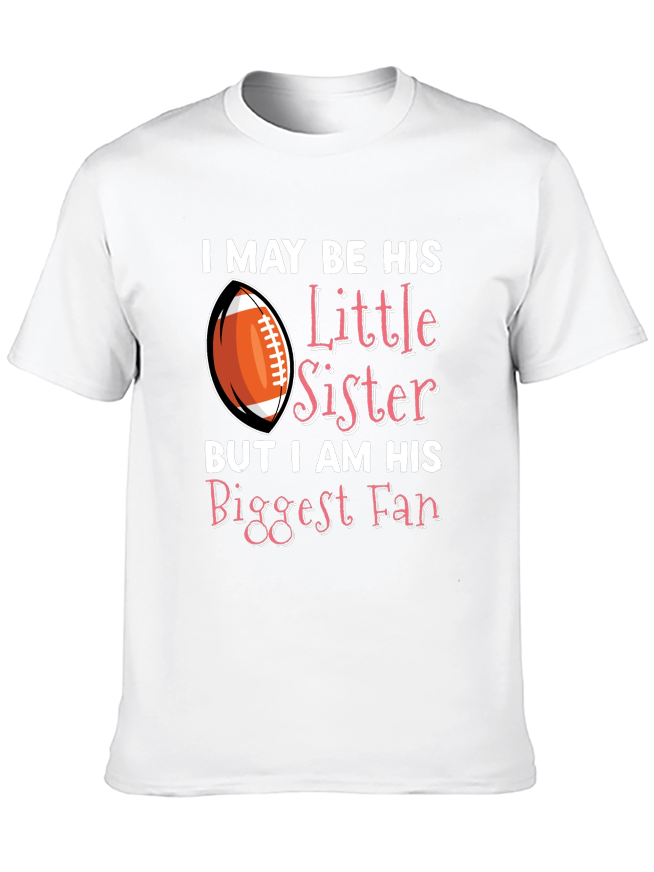 Black Little Sister Biggest Fan Football T-Shirt view 10