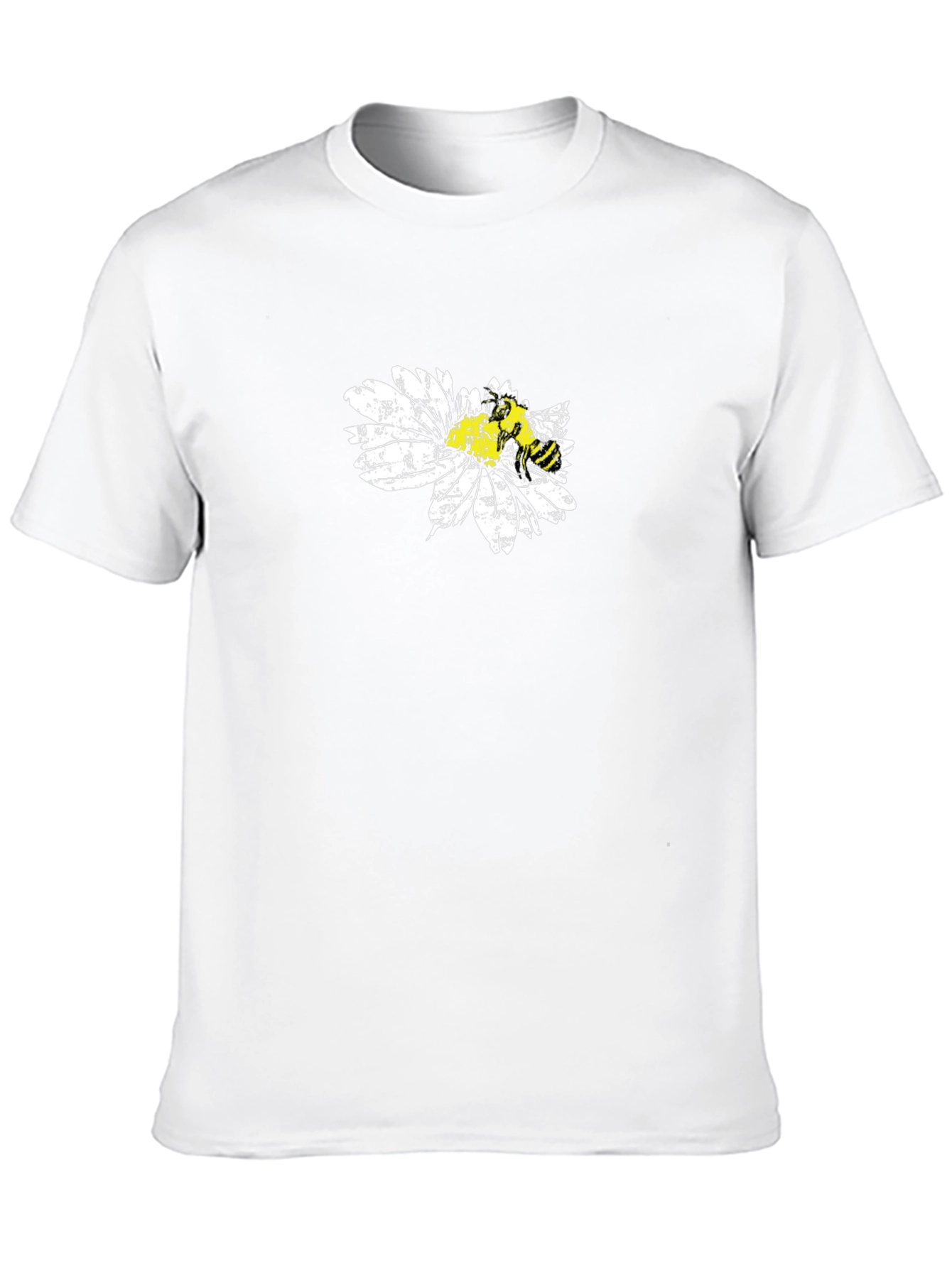 Black Bee on Daisy Black T-Shirt Graphic Tee view 10