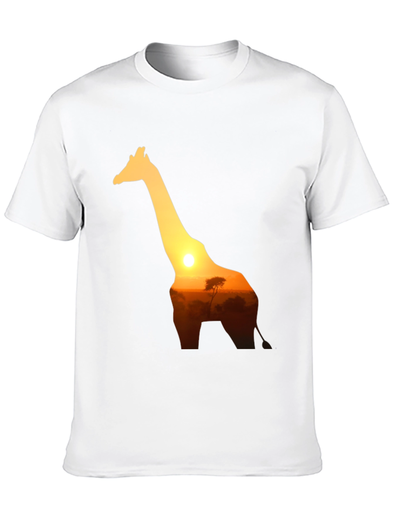 Black Giraffe Sunset Graphic Tee - Black Cotton T-Shirt view 10