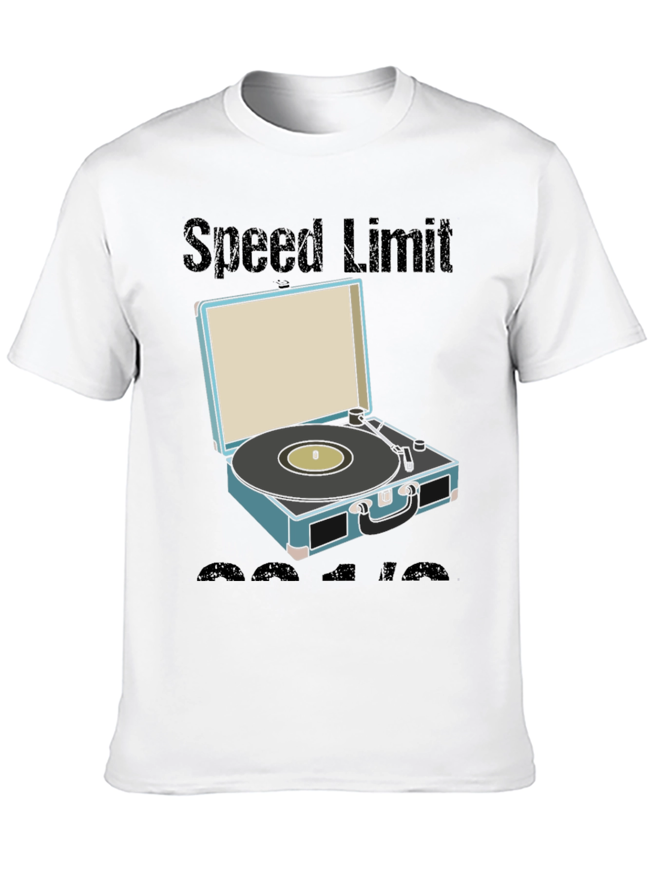 Black Retro Speed Limit Vinyl Record Player T-Shirt view 10