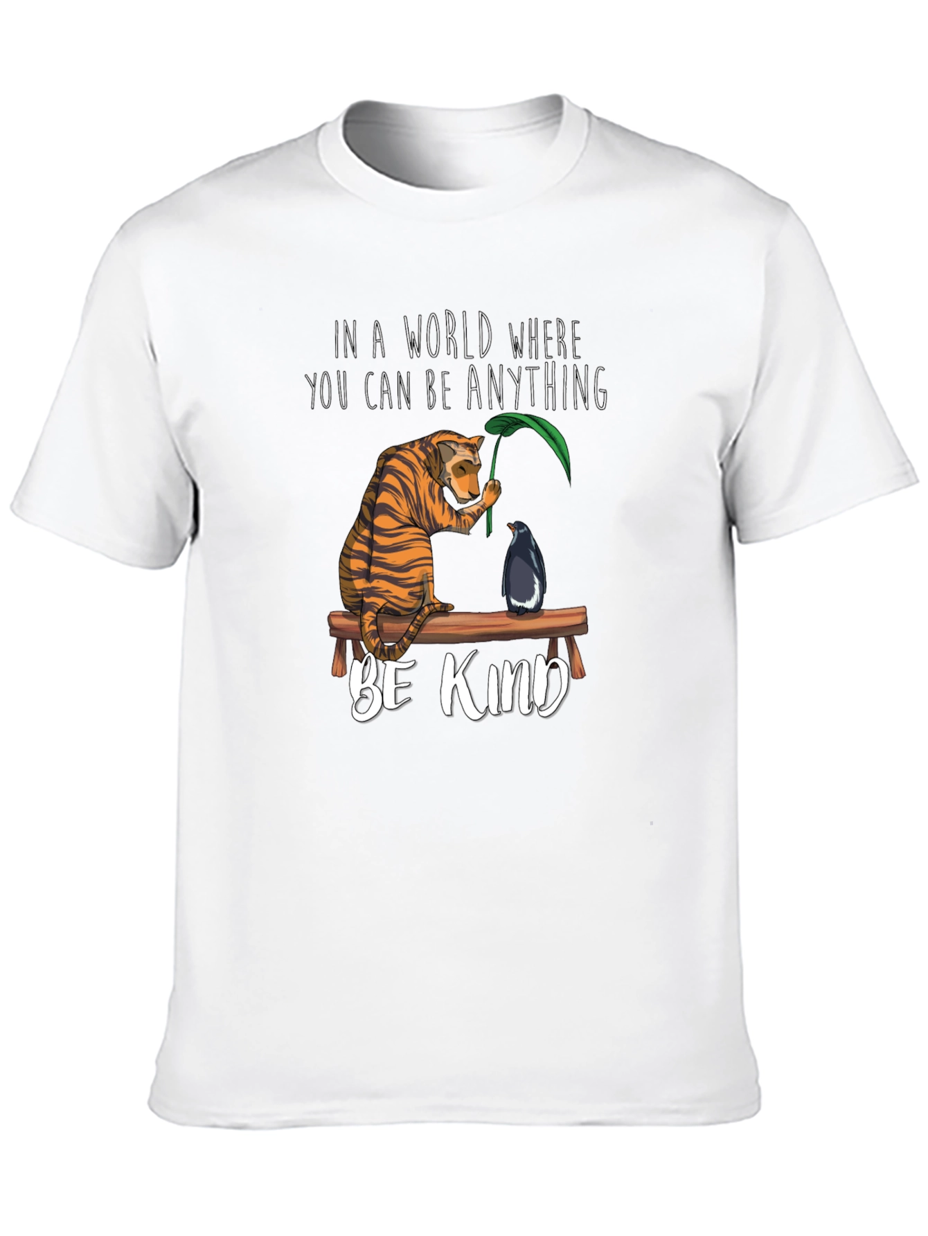 Black Be Kind Graphic T-Shirt - Tiger & Penguin Design view 10