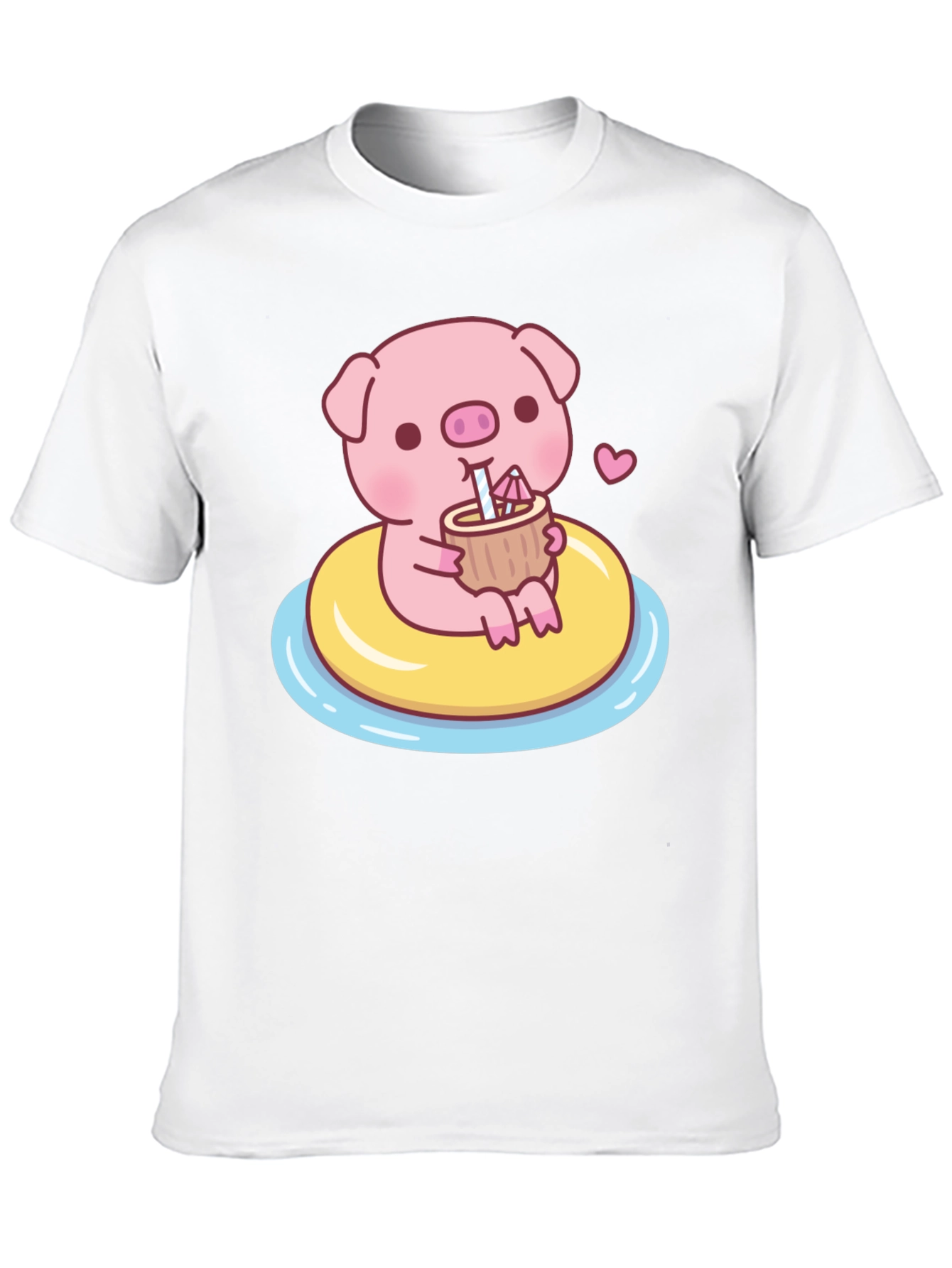 Black Cute Pig T-Shirt - Summer Float Fun view 10