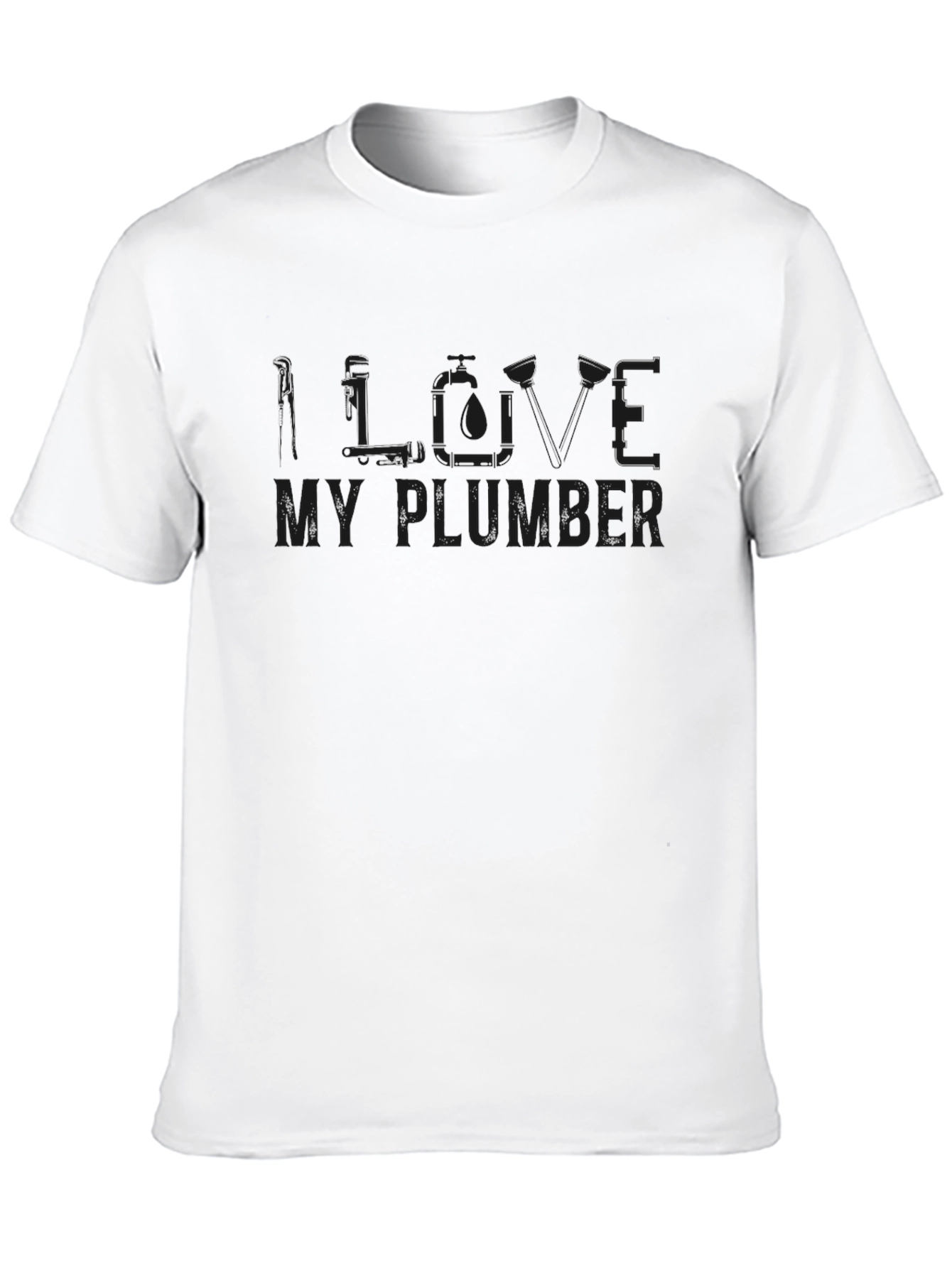 Black I LOVE MY PLUMBER Funny Graphic T-Shirt view 10