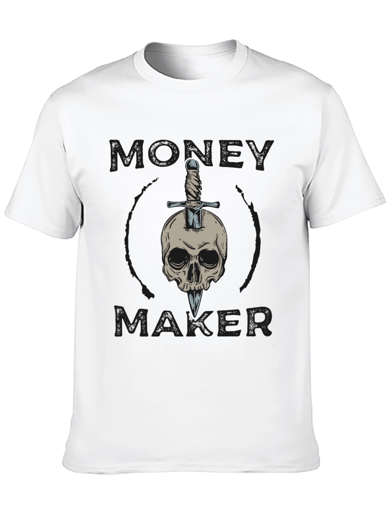 Black Money Maker Skull & Sword Graphic Tee - Black view 10