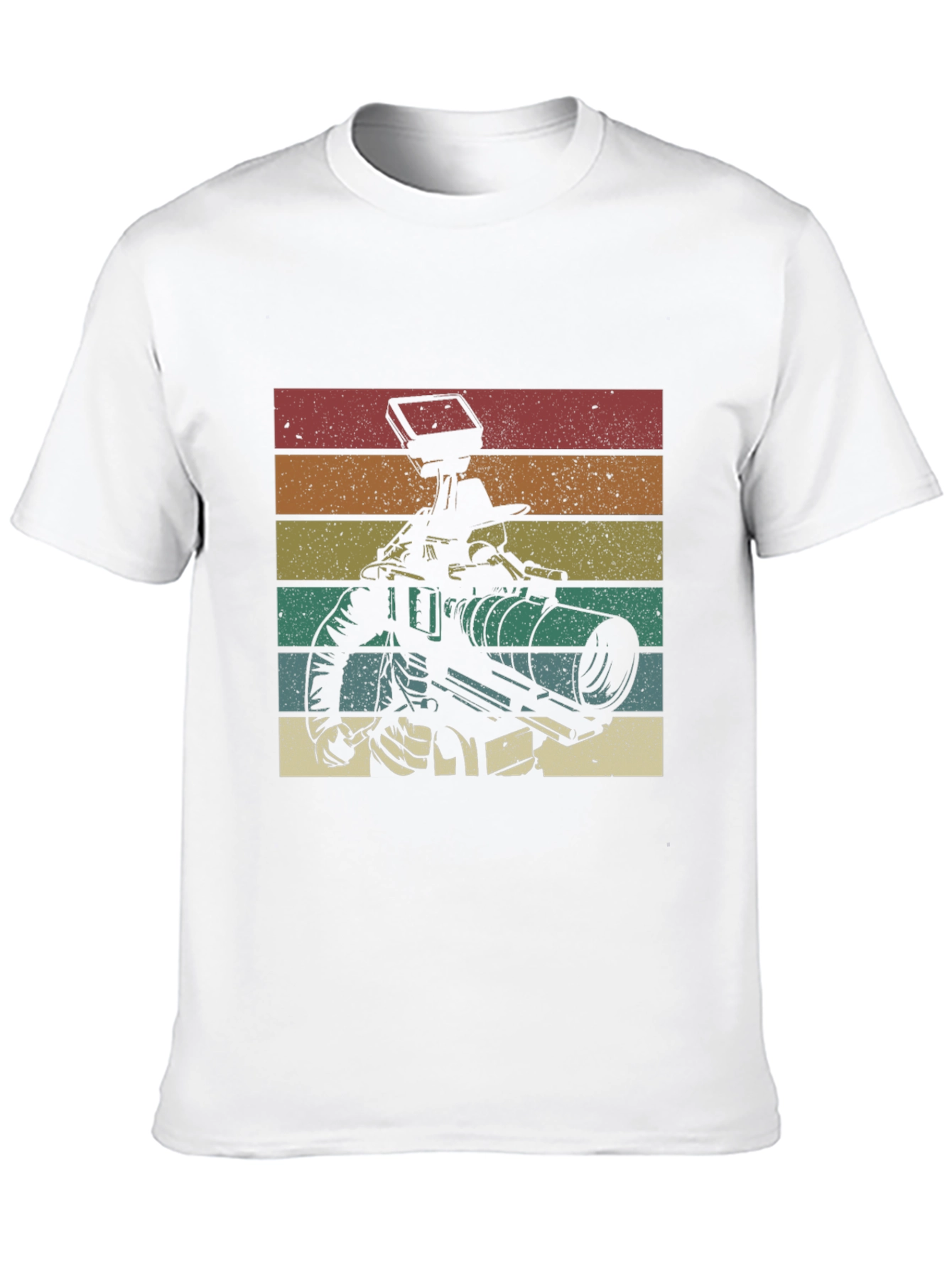 Black Retro Robot Cameraman T-Shirt - Vintage Style Graphic Tee view 10