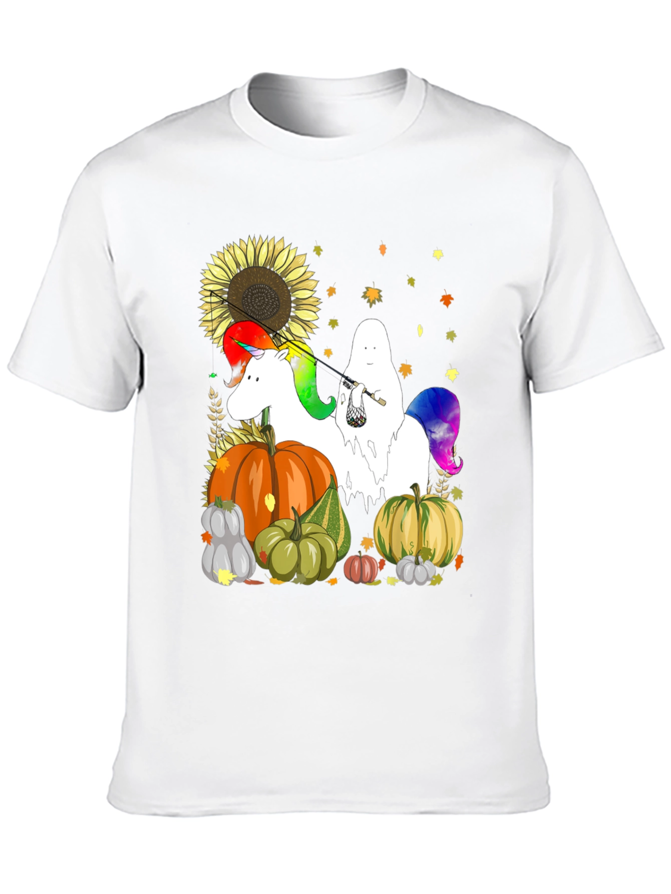 Black Unicorn Ghost Pumpkin Fall T-Shirt view 10
