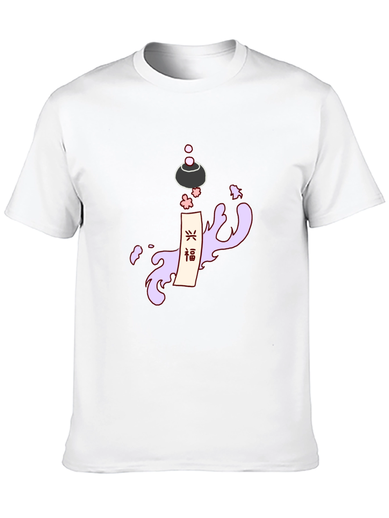 Black Men's Black T-Shirt with Japanese-Inspired Graphic view 10