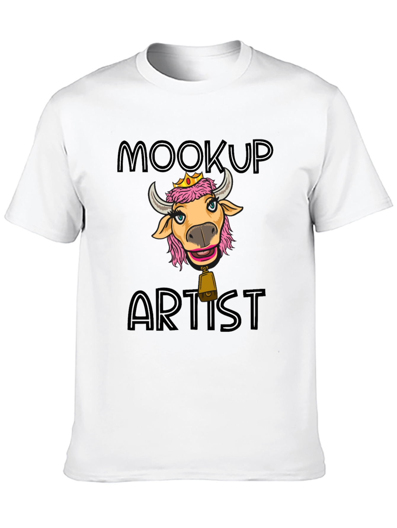 Black Moocup Artist Graphic T-Shirt Funny Cow Tee view 10