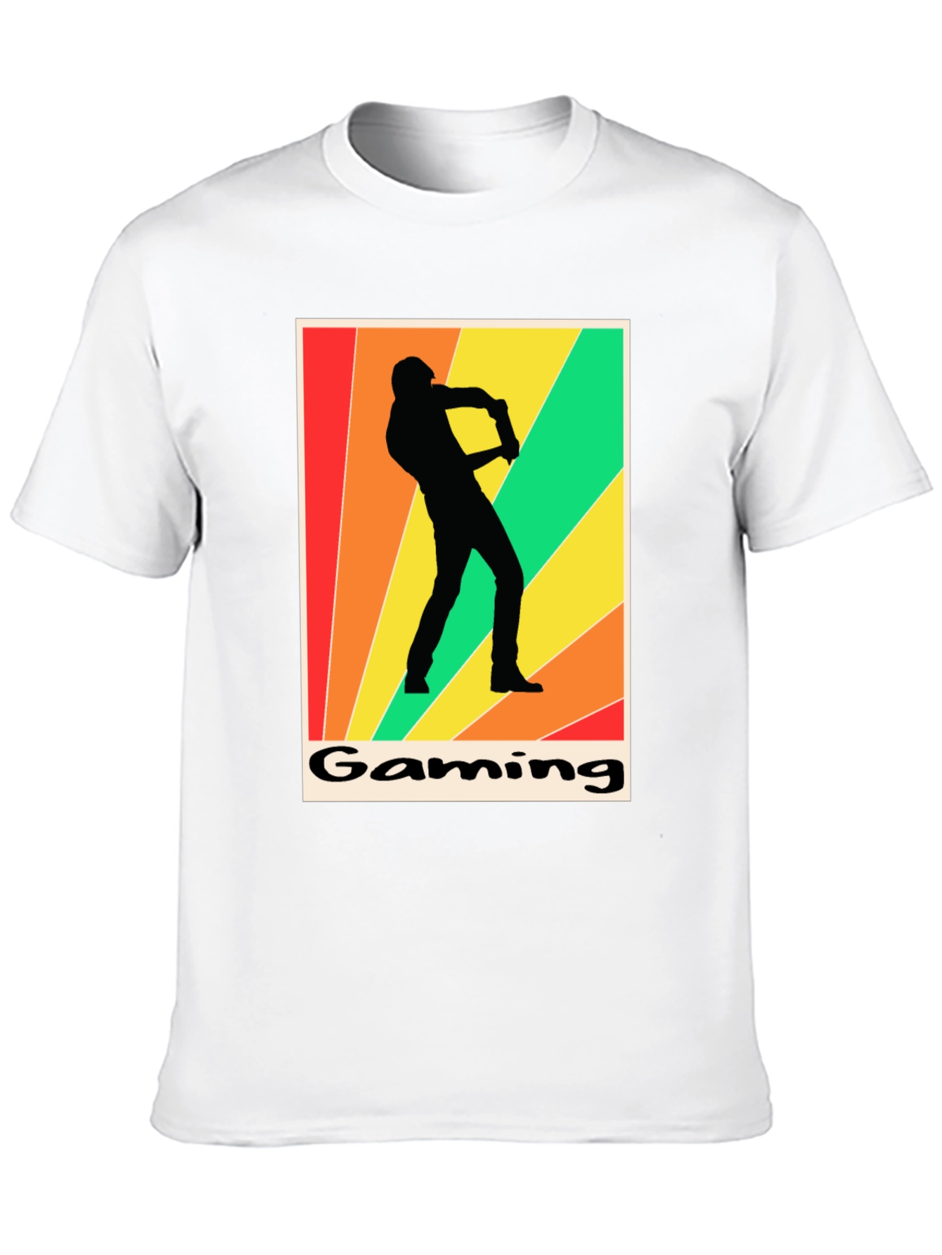 Black Gaming T-Shirt Retro Gamer Silhouette Graphic Tee view 10