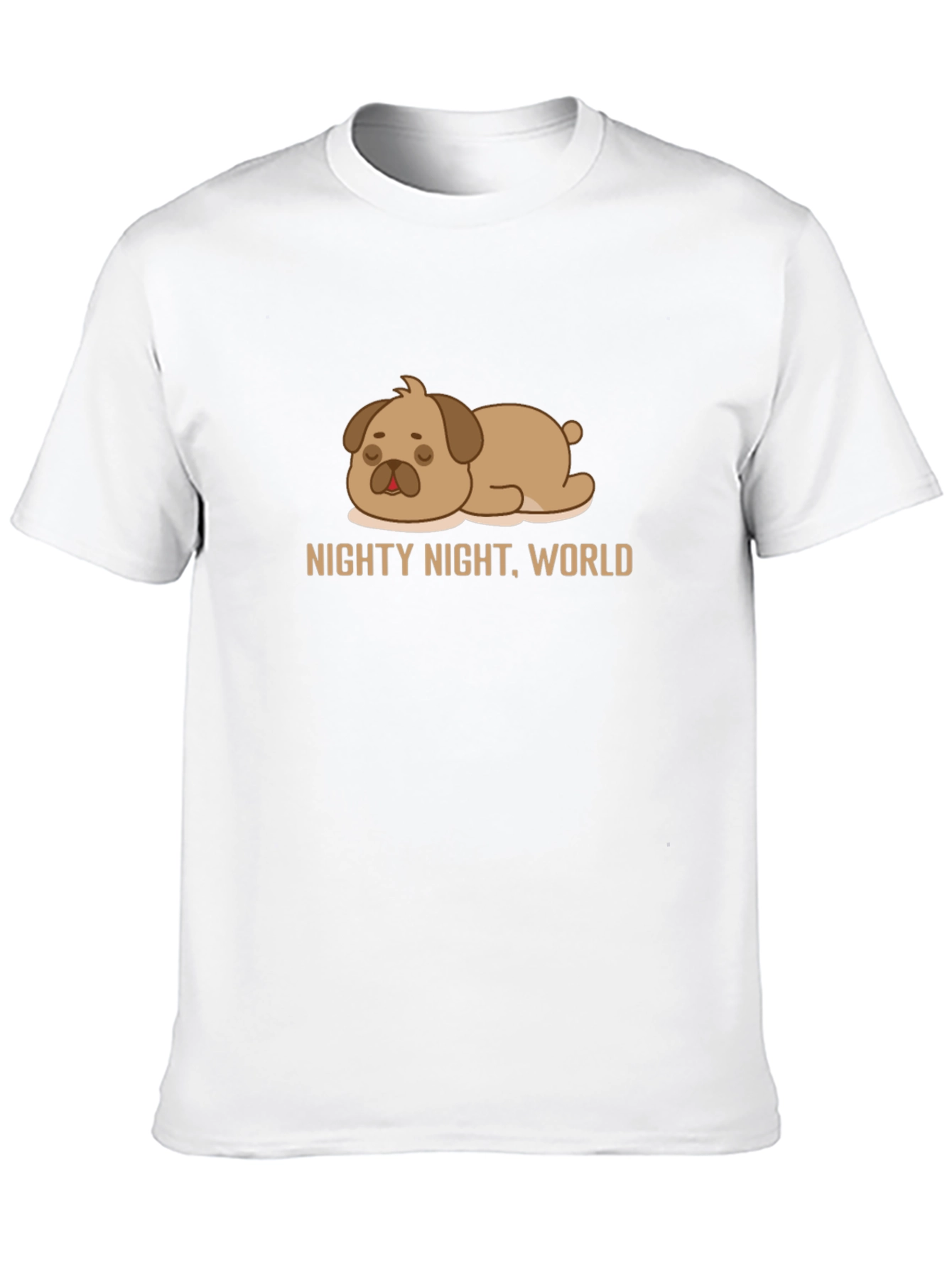 Black Nighty Night World Black T-Shirt with Cute Sleeping Dog Graphic view 10