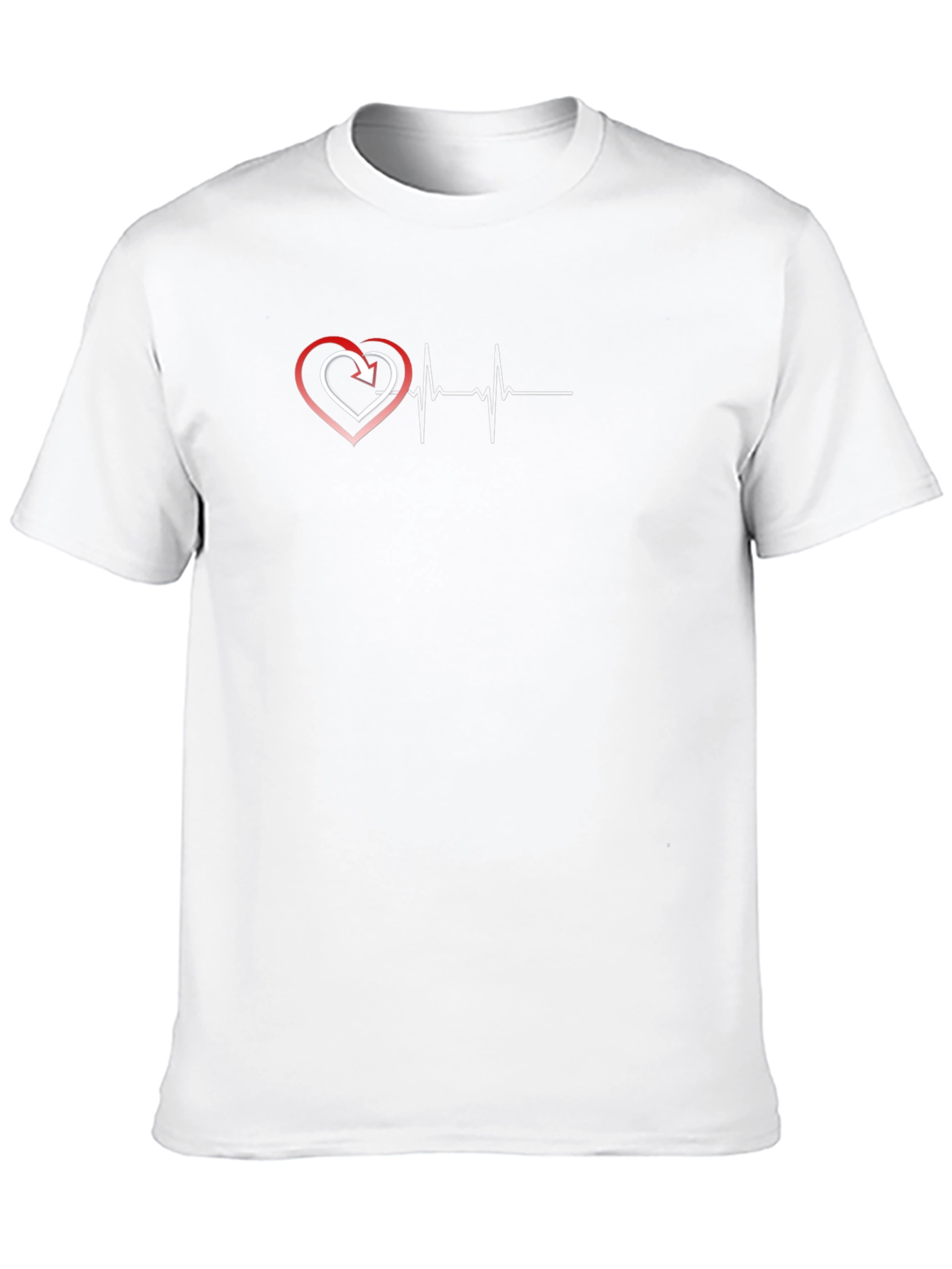 Black Heartbeat Design Black T-Shirt view 10