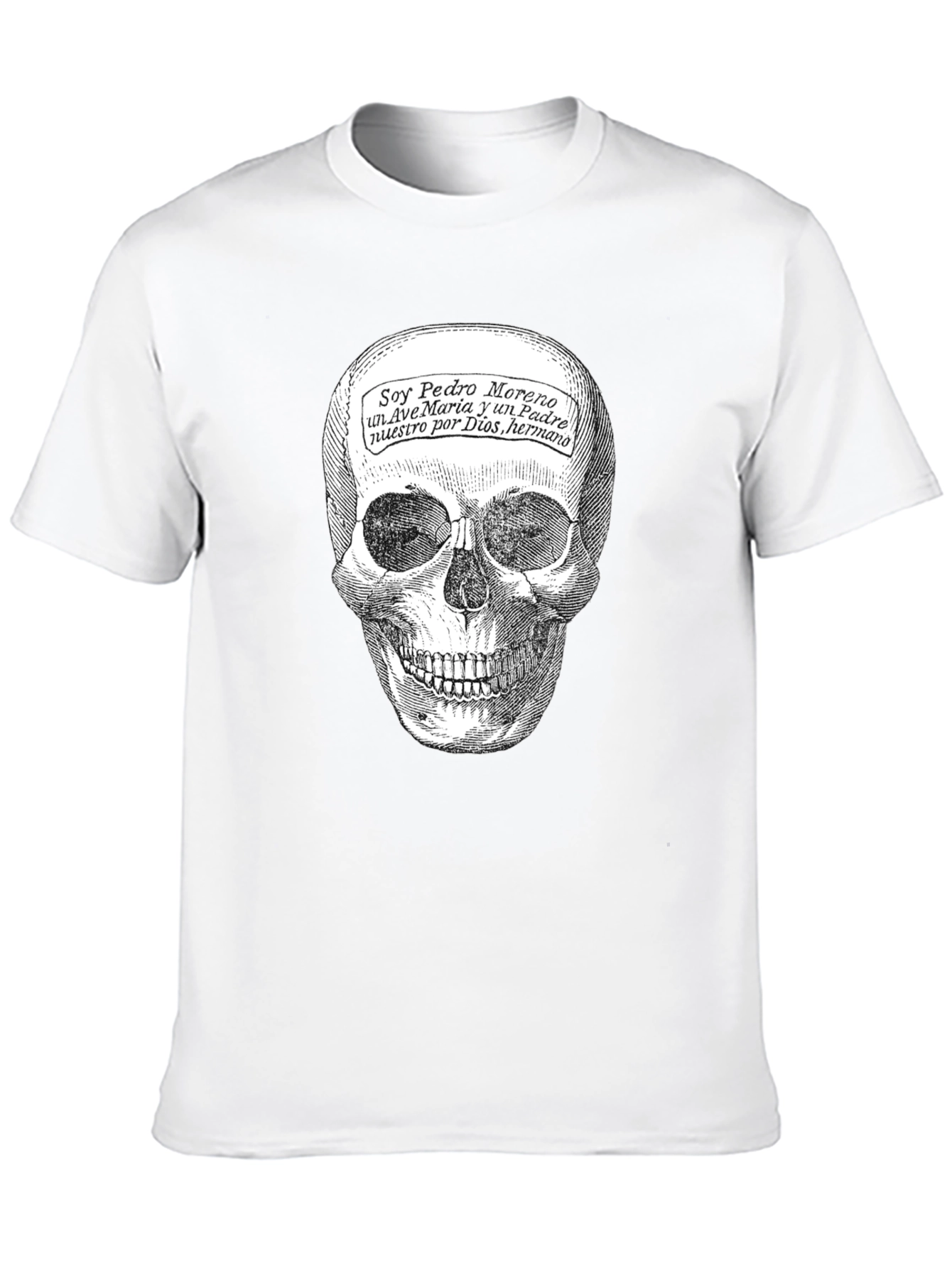 Black Skull Graphic Tee - "Soy Pedro Moreno" T-Shirt view 10