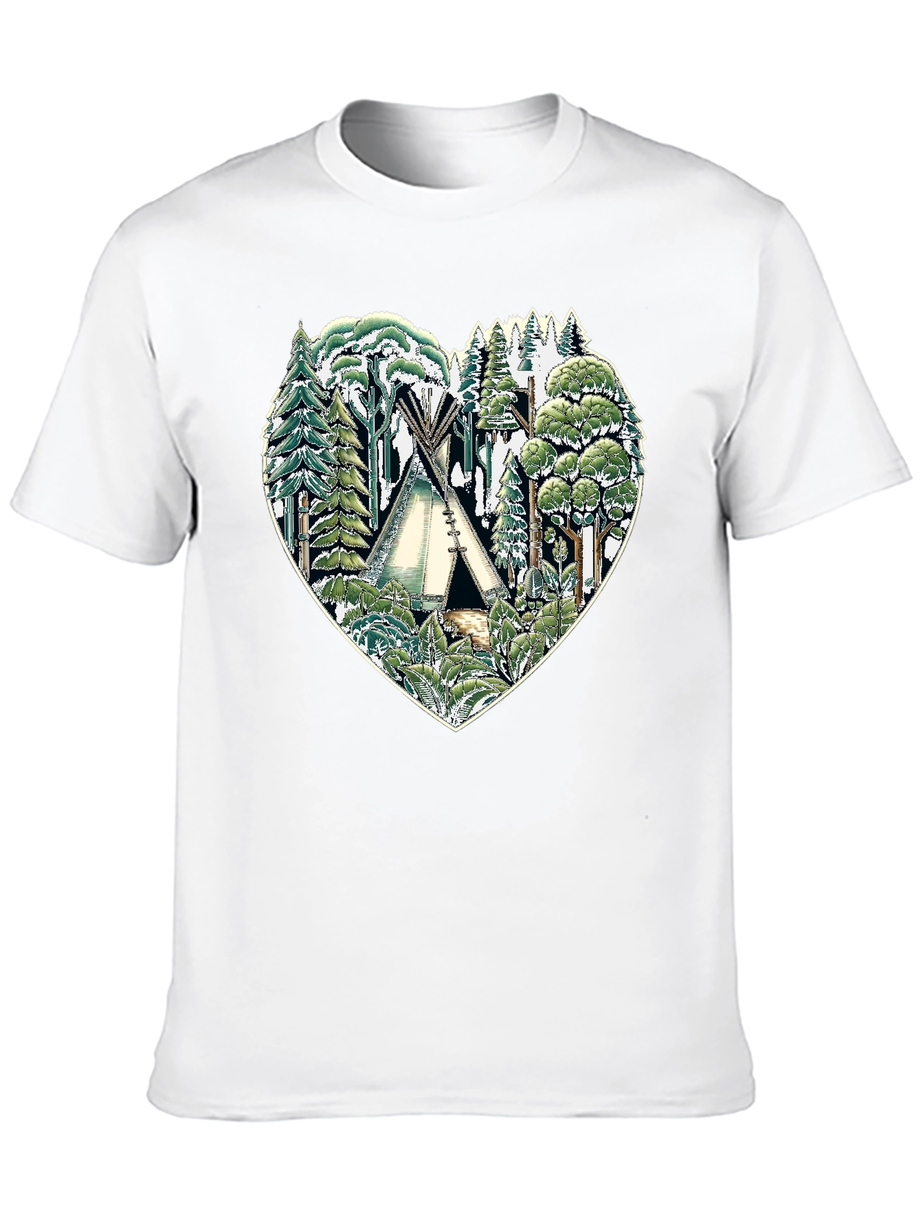 Nature Heart Tee: Tipi Forest Graphic Print T-Shirt - 10