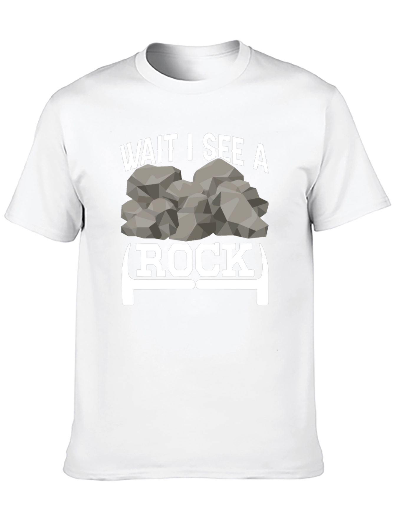 Black Wait I See a Rock Funny Graphic Tee view 10
