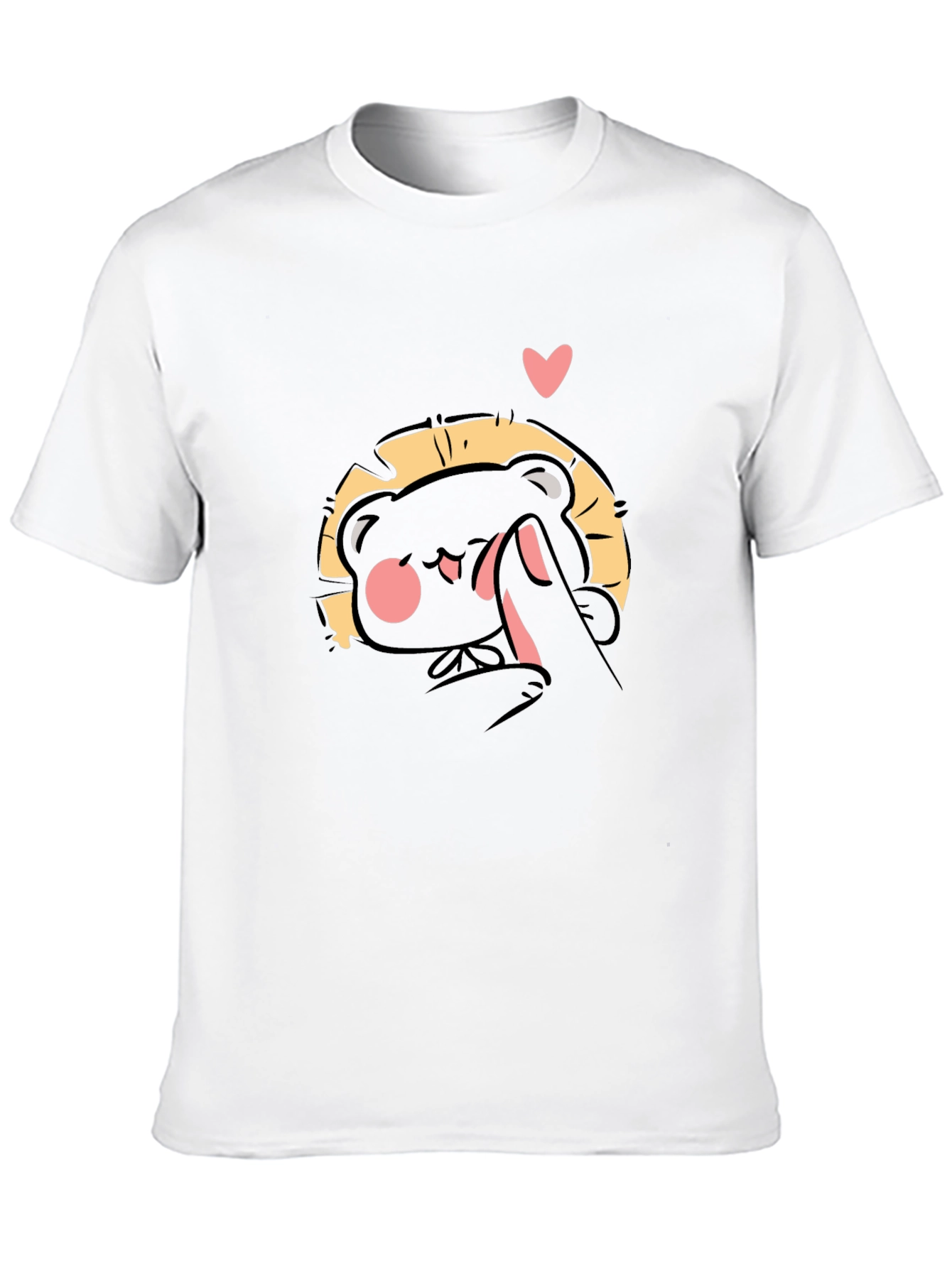 Cute Bear 'Finger Heart' Black T-Shirt - 10