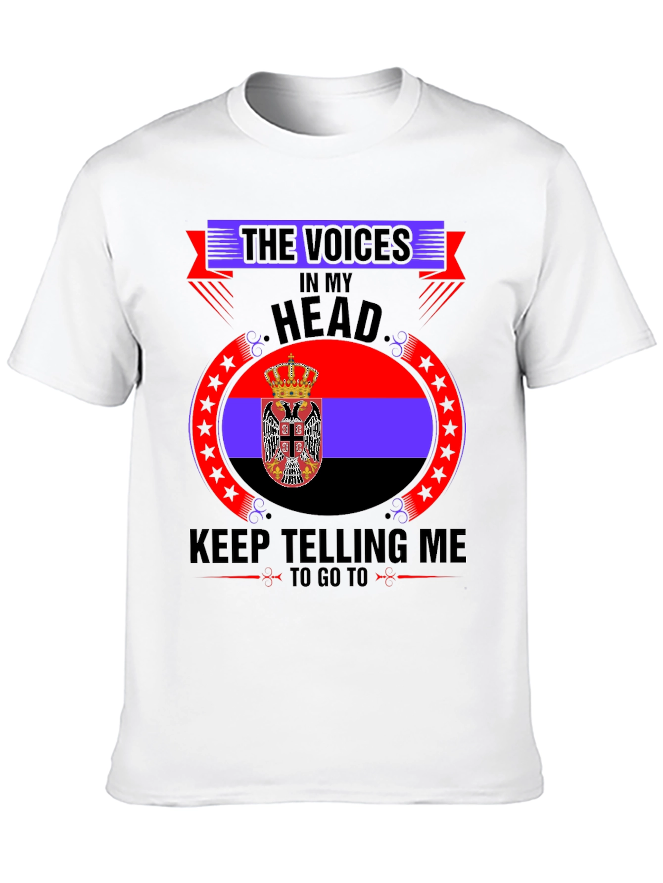 Black Serbia Flag T-Shirt - Voices In My Head view 10