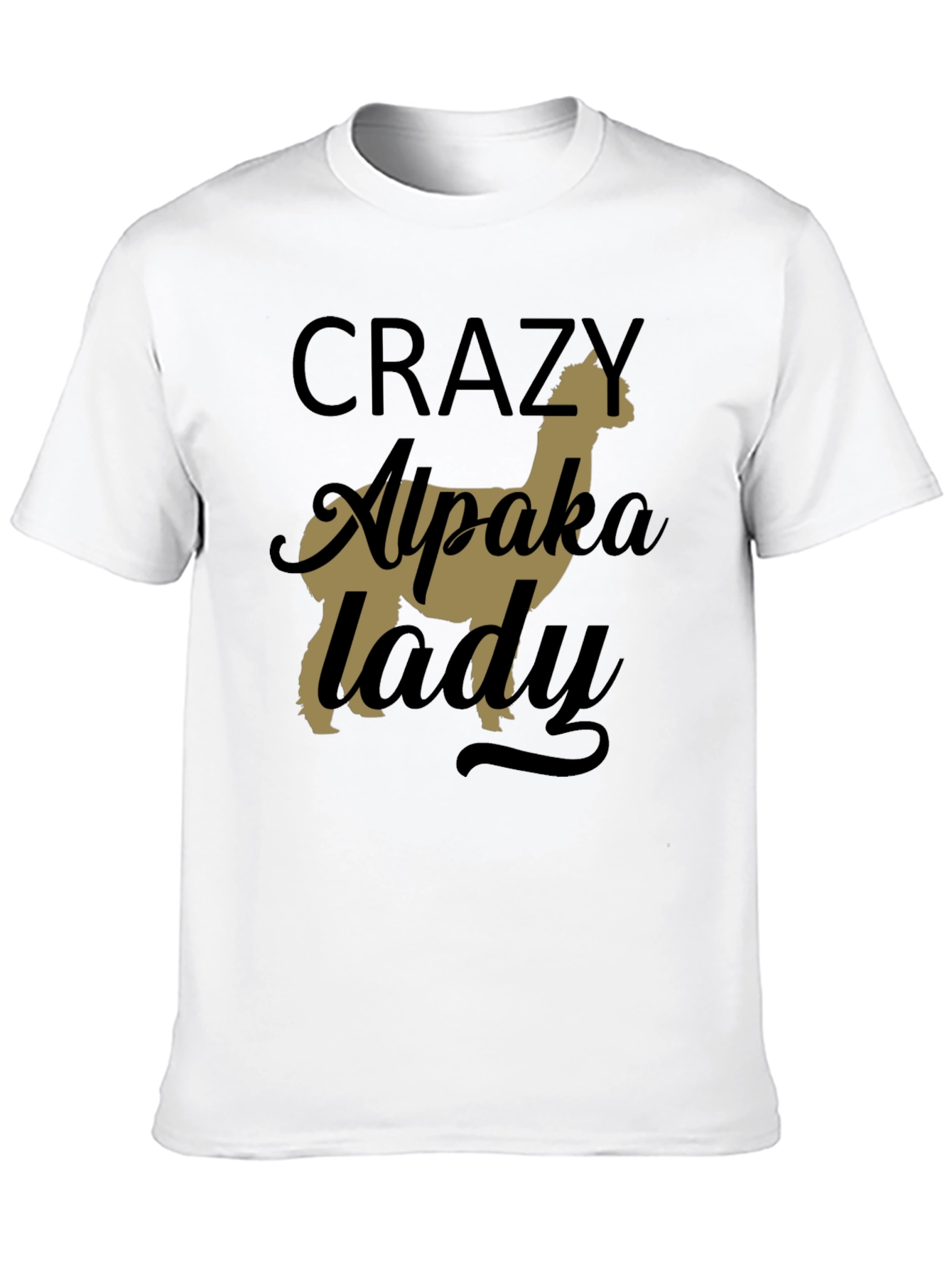 Black Crazy Alpaca Lady T-Shirt - Novelty Graphic Tee view 10