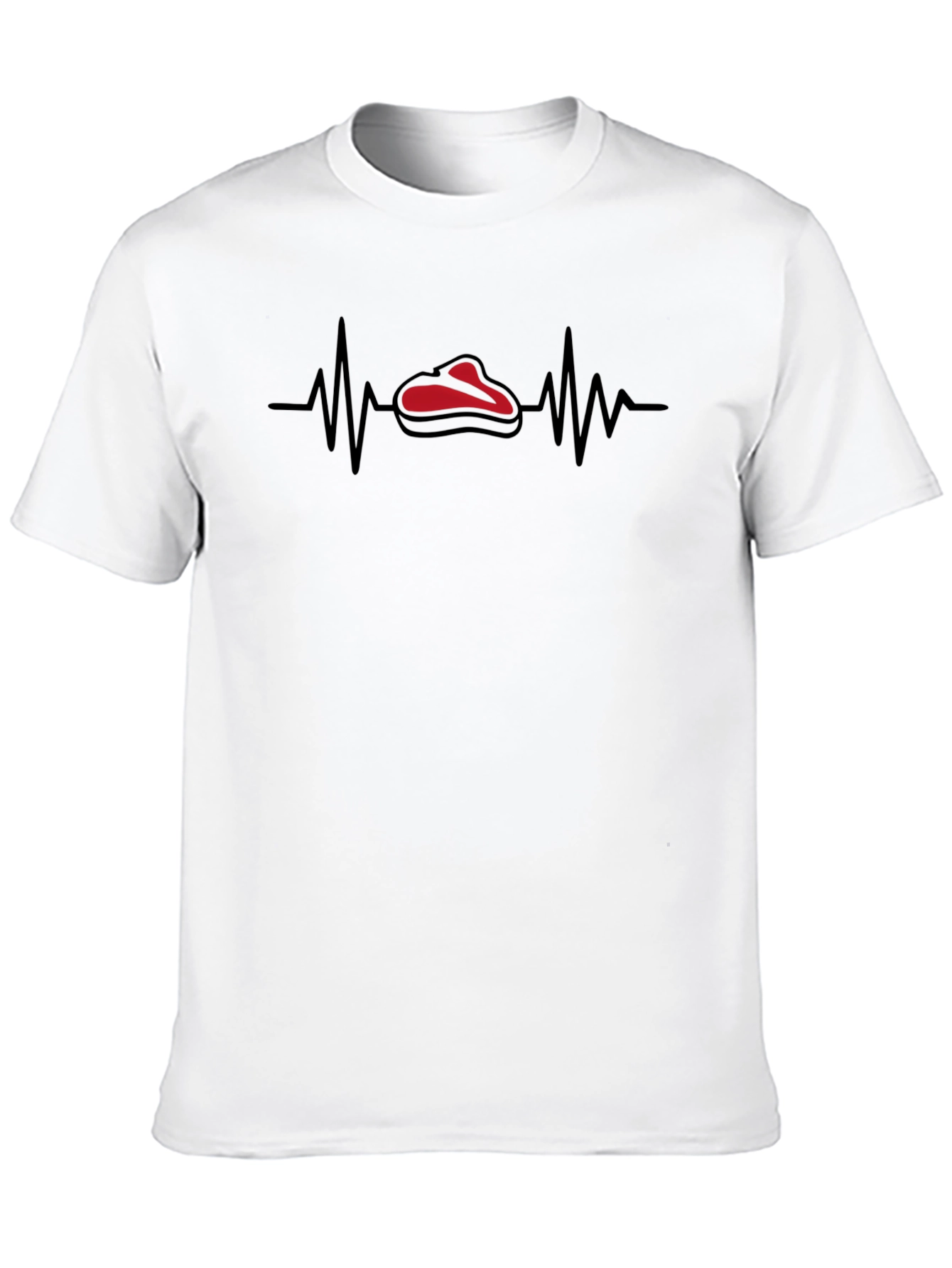 Black Steak Lover's Heartbeat Graphic Tee - Black Cotton view 10