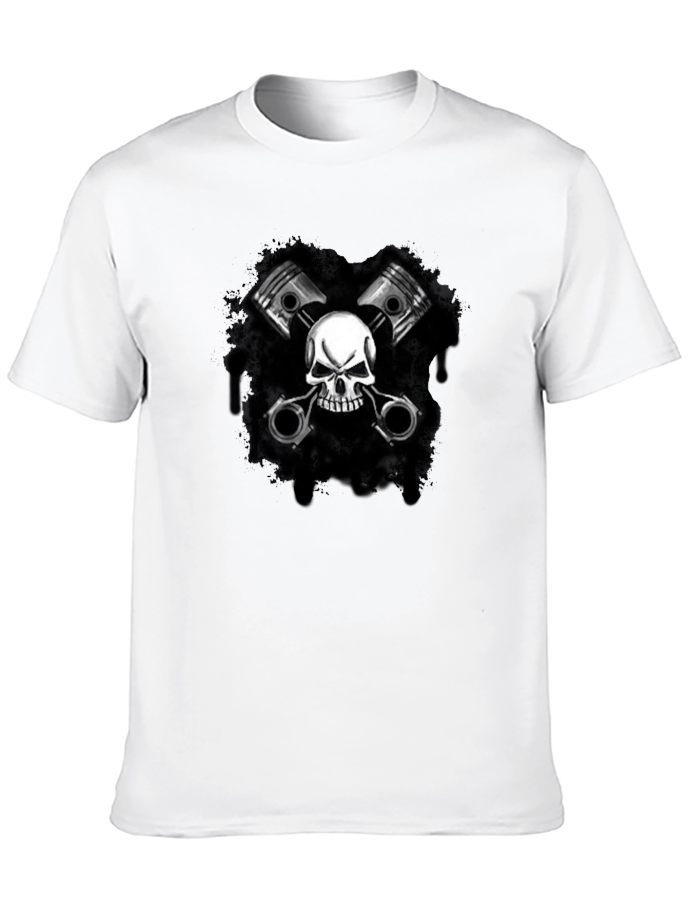 Black Skull & Pistons Graphic Black T-Shirt view 10