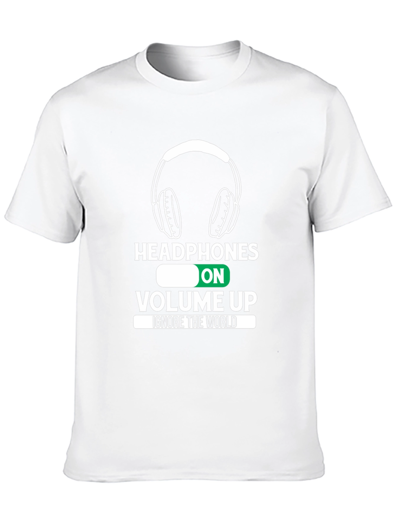 Black Headphones On Volume Up Black T-Shirt view 10